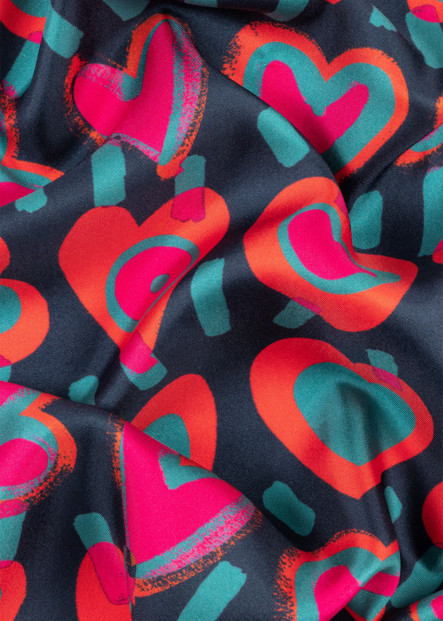 Blue 'Valentines' Silk Scarf - 4