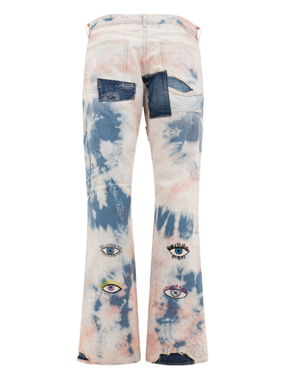 tie-dye embroidered-eye jeans - 2