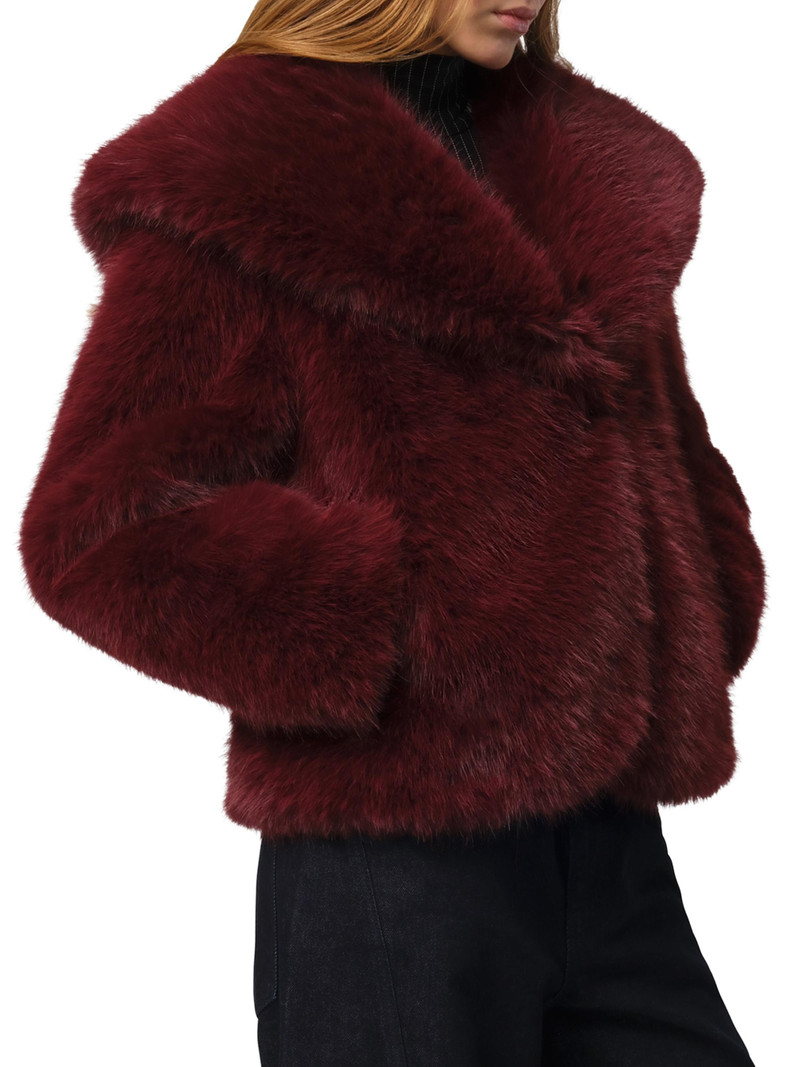 Women's Yara Faux-Fur Coat - Merlot 5
