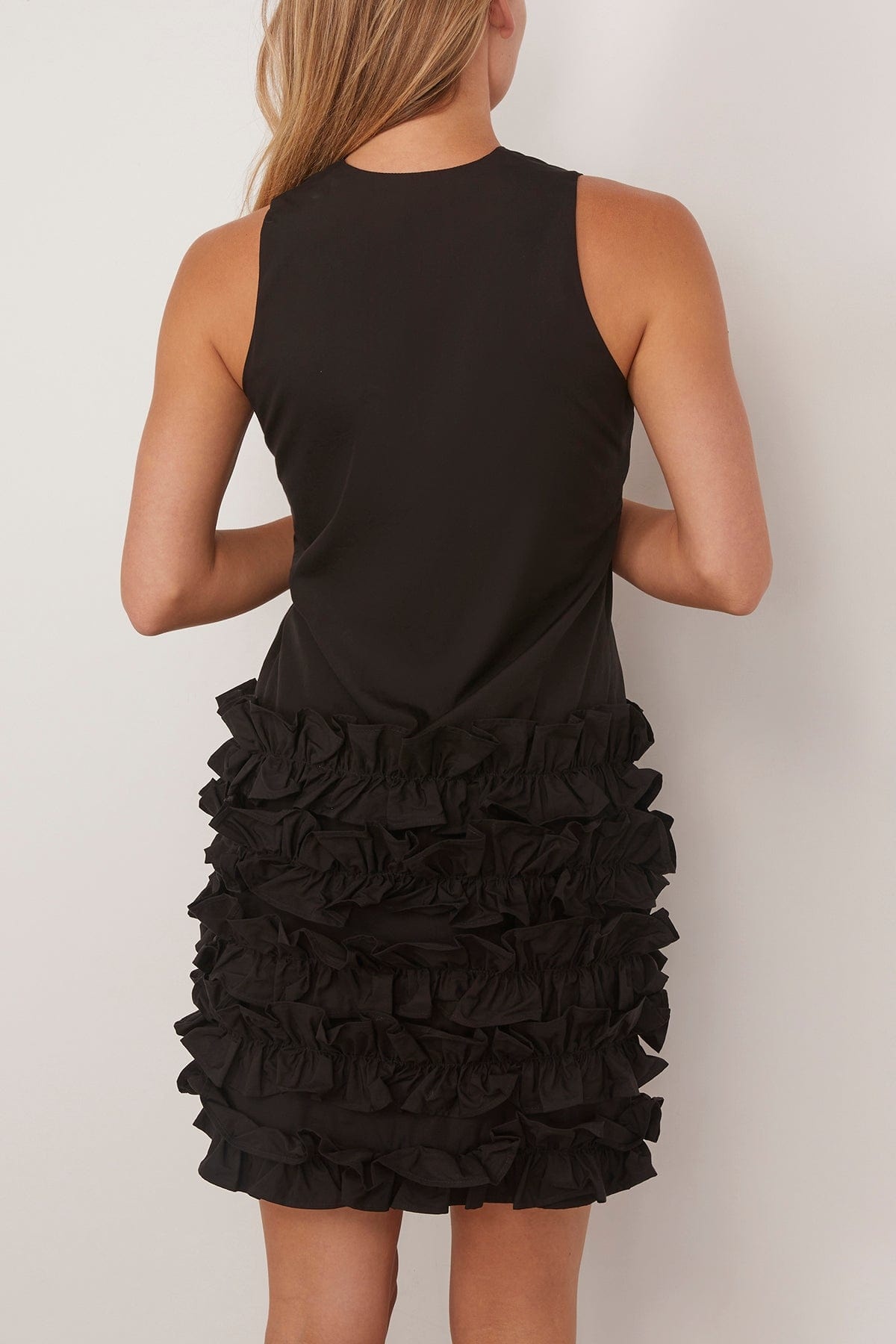 Scenic Organic Cotton Frill Dress in Black - 4