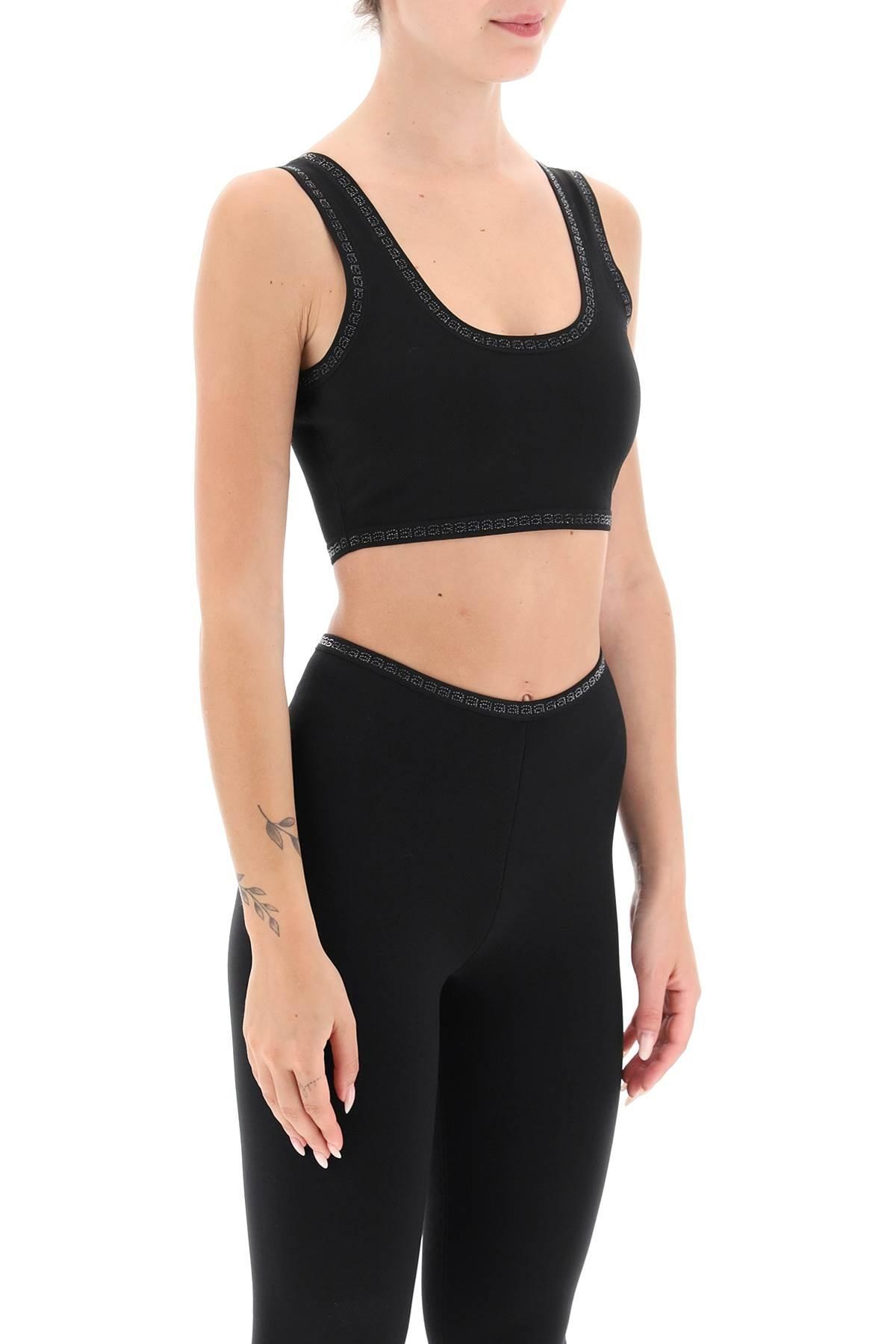 Alexander Wang Sports Bra With Crystal Studded Logo Trims - 3