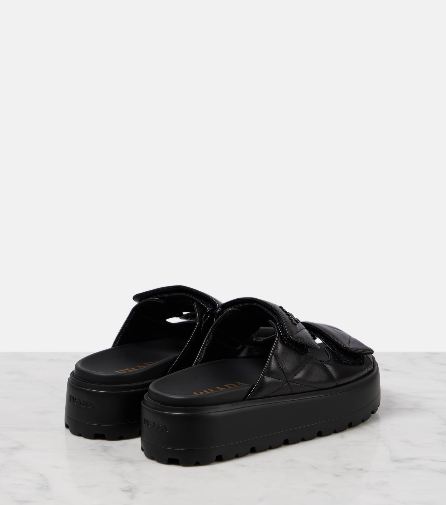 Quilted leather platform sandals - 2
