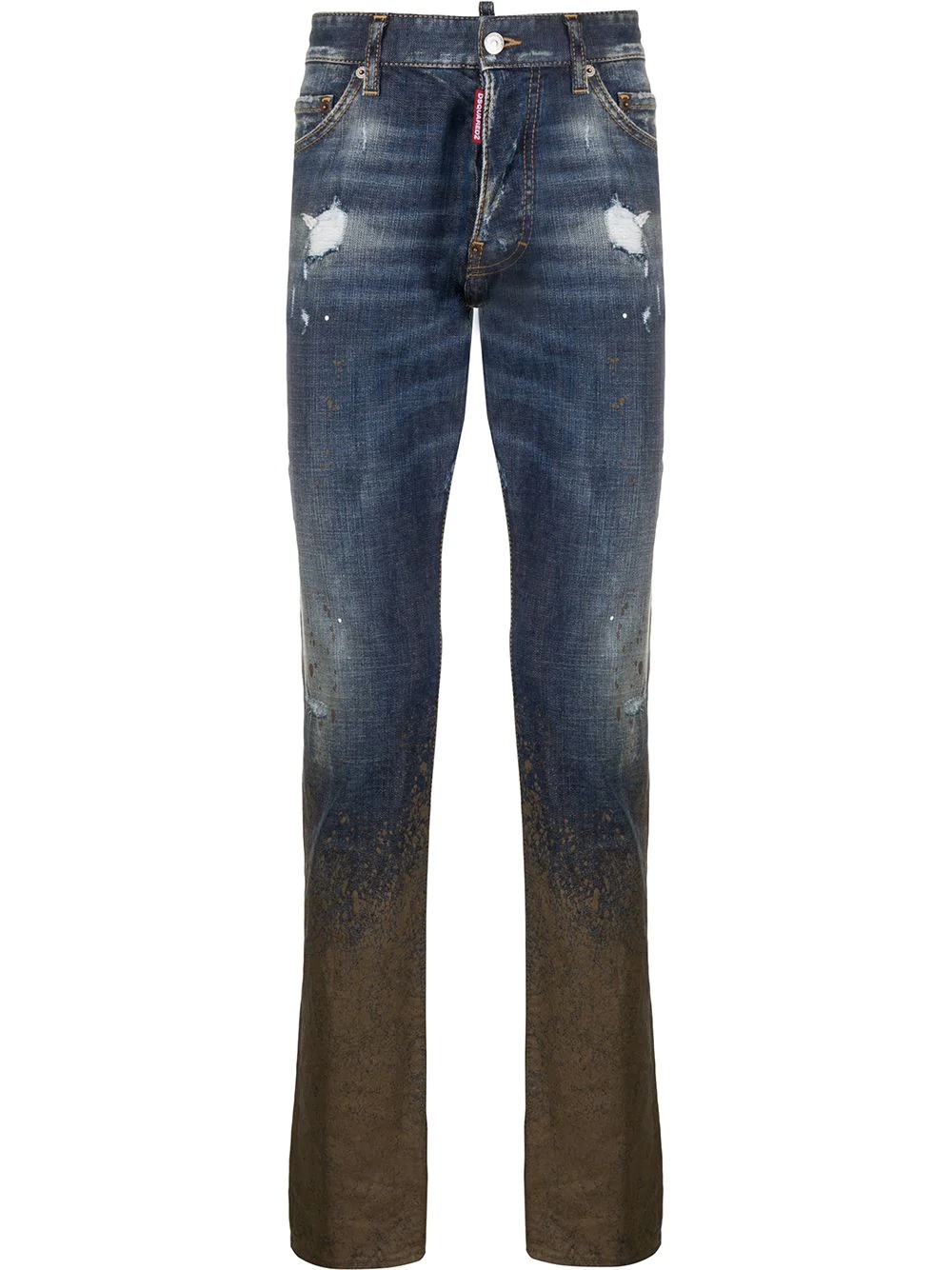 dirty-effect slim-fit jeans - 1