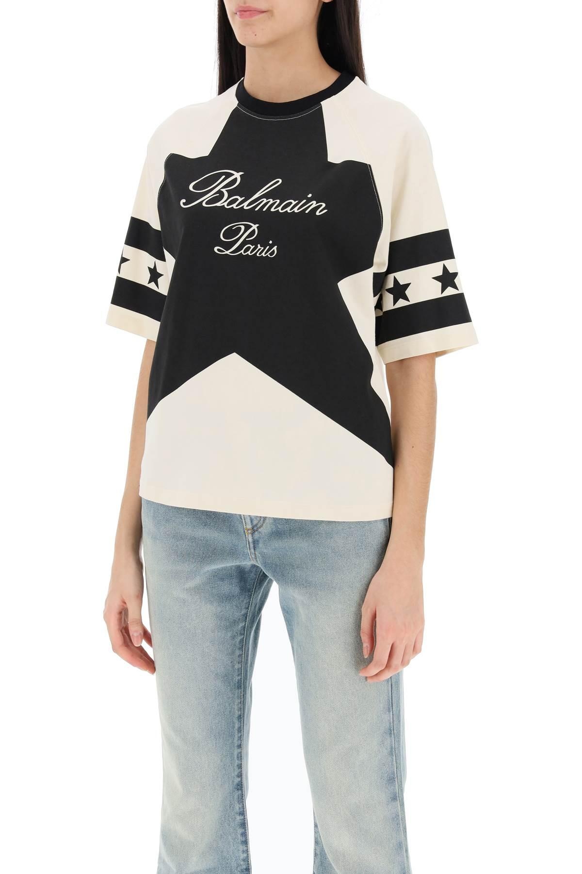 CROPPED T-SHIRT WITH STAR AND LOGO PRINTS - 5