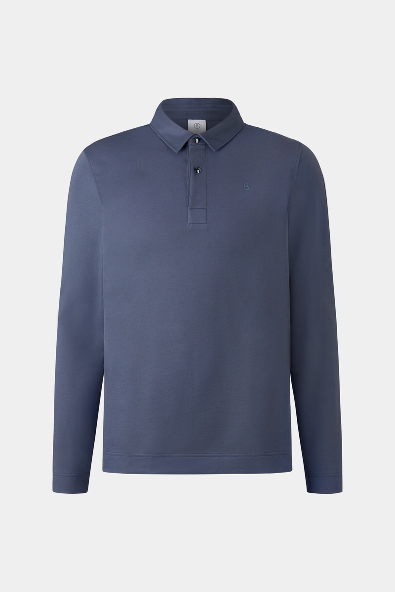 Timon Longsleeve polo in Blue gray 1