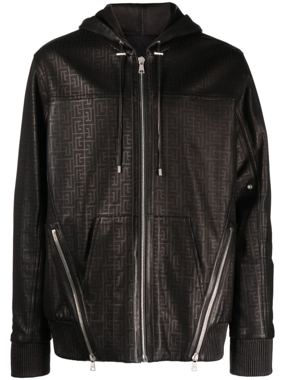 monogram laser-cut leather hoodie - 1