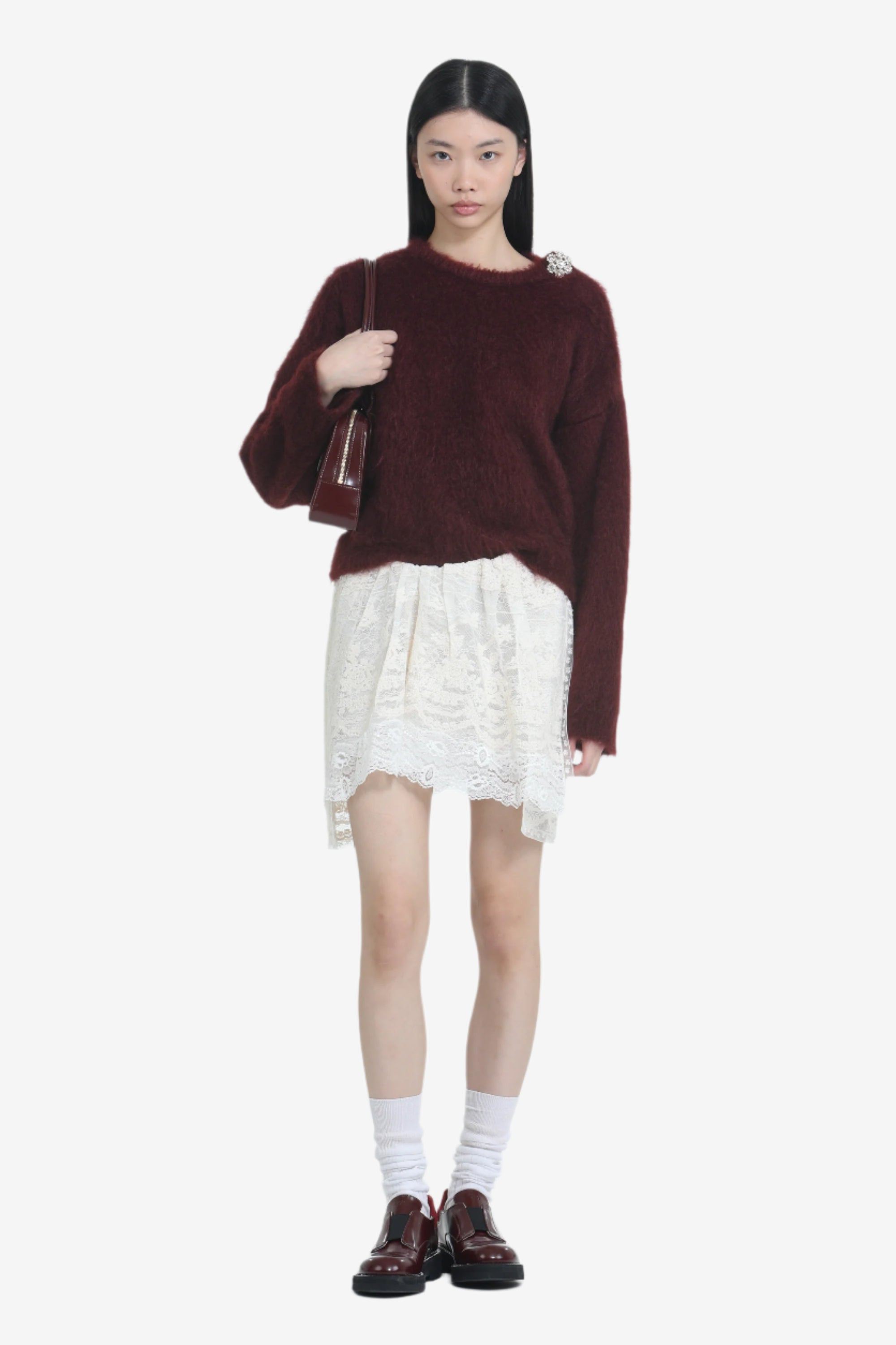 SWEATER WITH FLOWER JEWEL BUTTON - 4