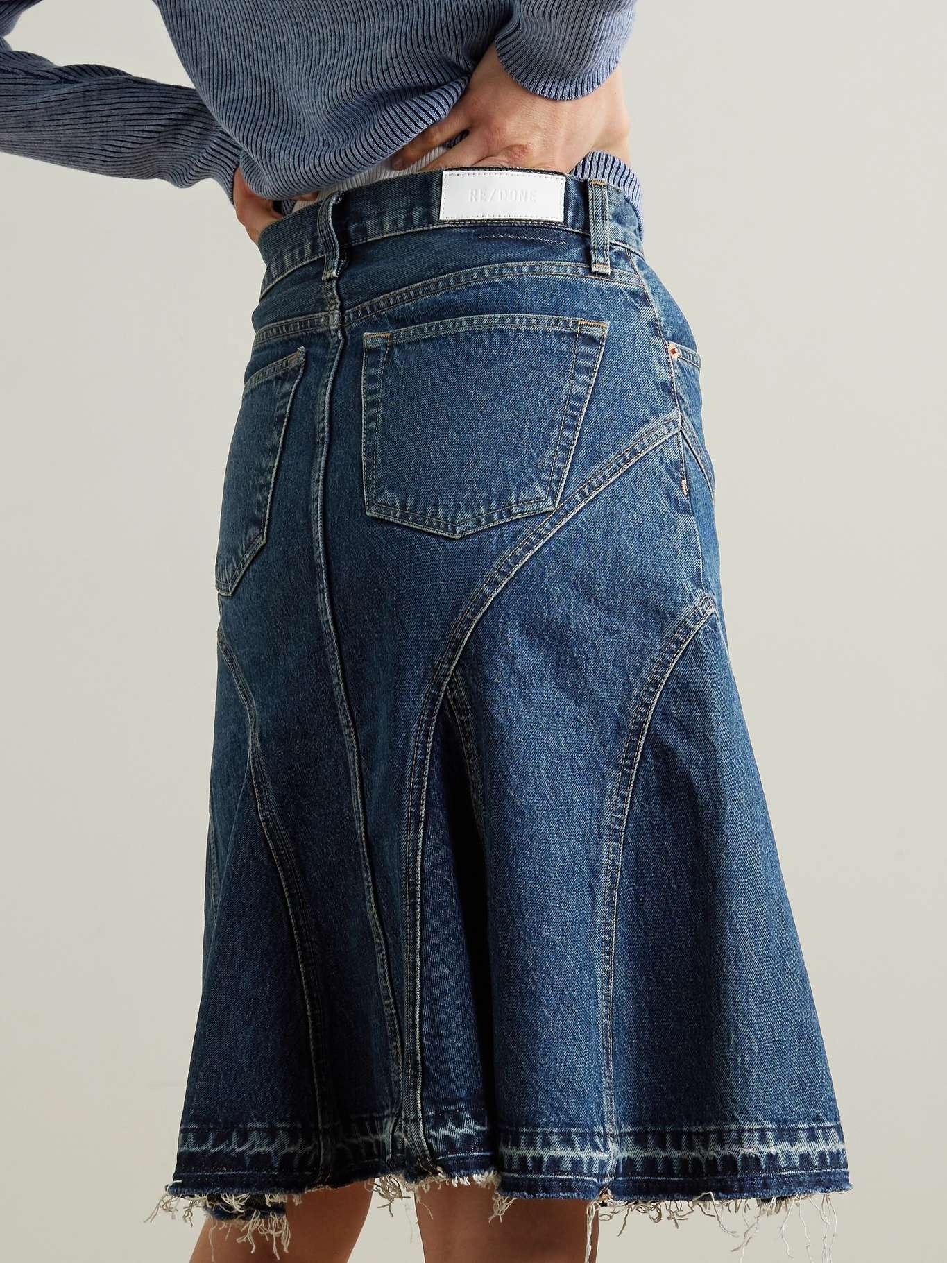+ NET SUSTAIN frayed organic denim skirt - 3