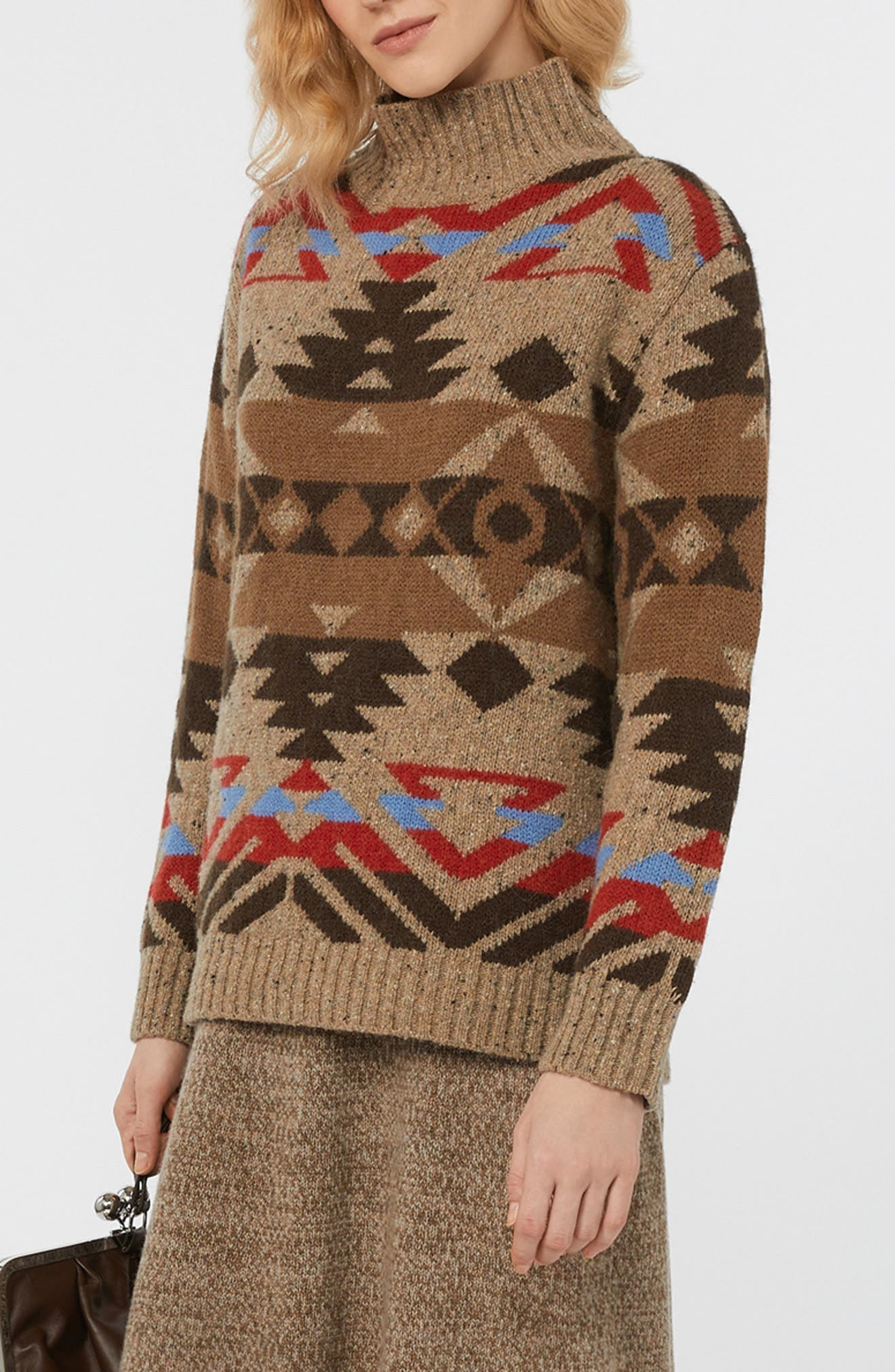 Weekend Max Mara Eritrea Jacquard Mock Neck Sweater in Avio at Nordstrom - 3