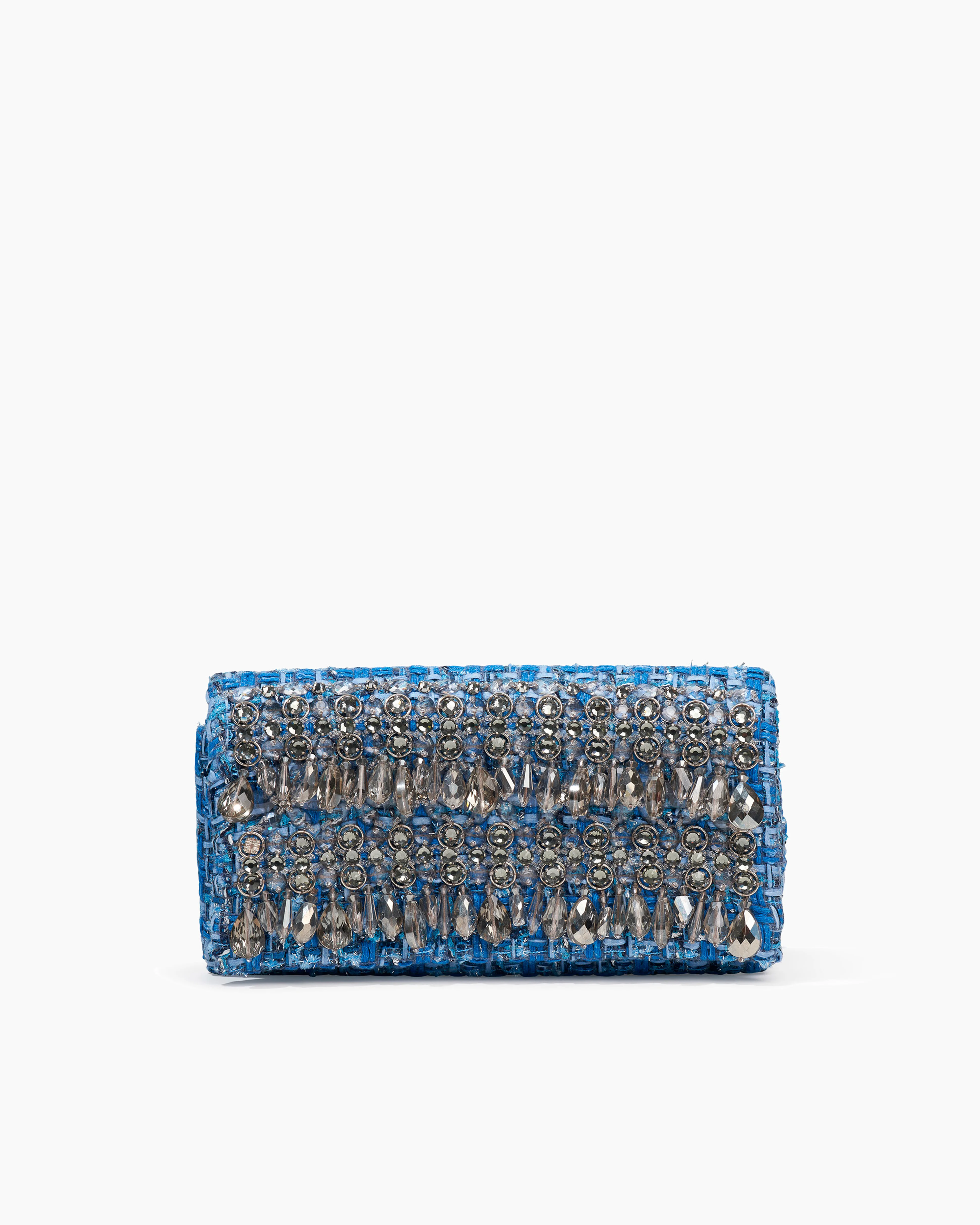 Tweed Clutch with Raindrop Embroidery - 1