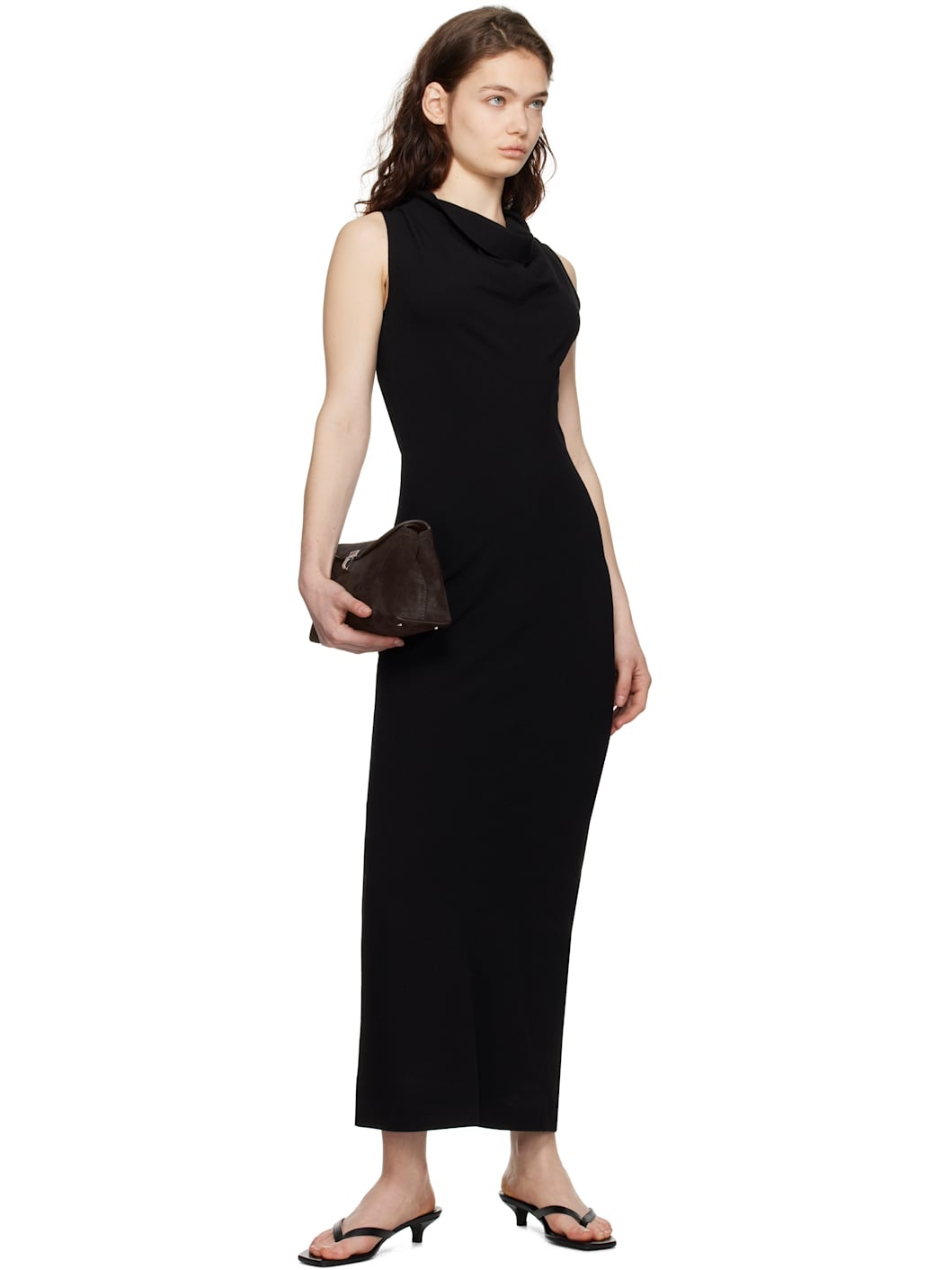 Brown T-Lock Suede Clutch - 4