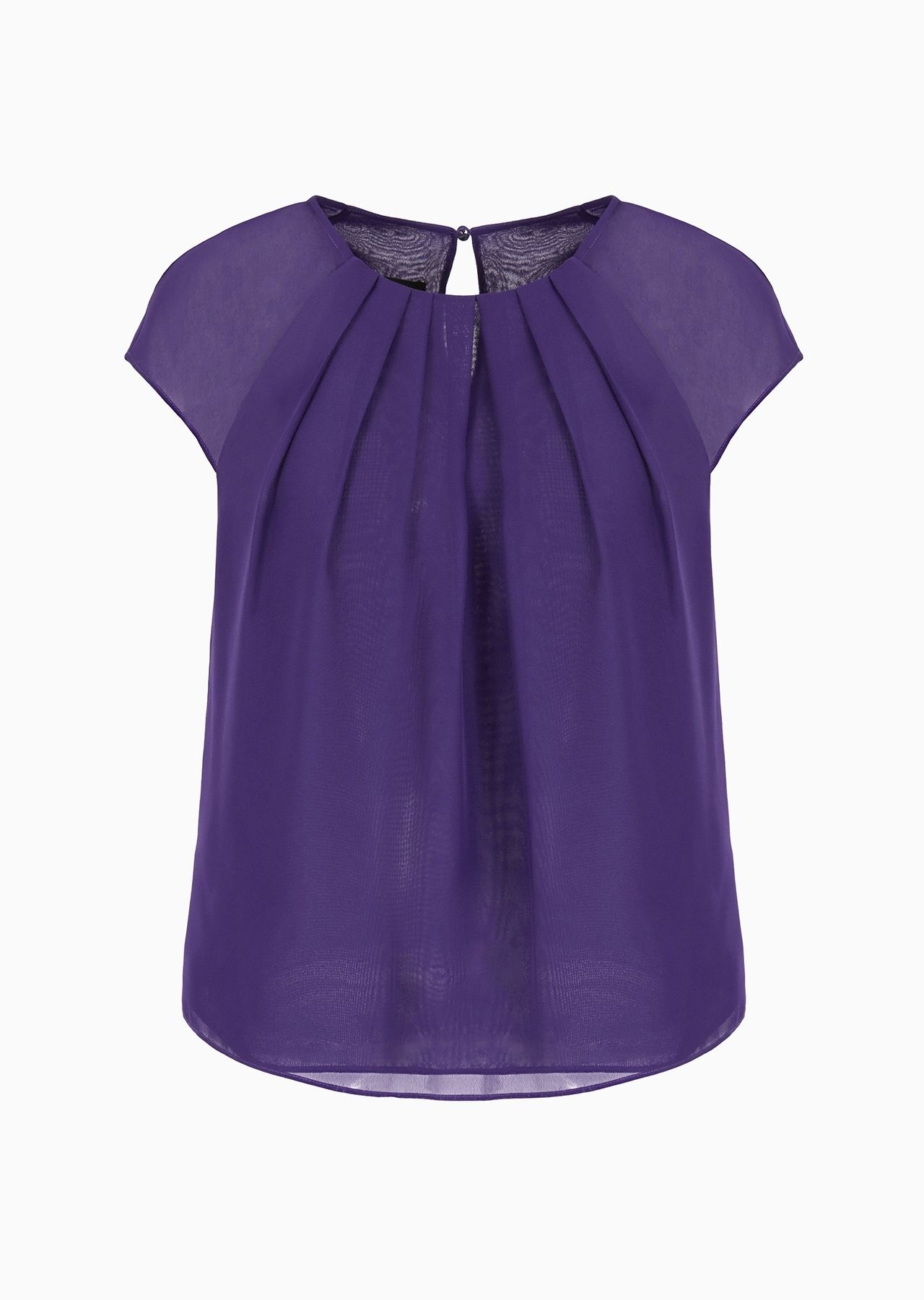 Pleated georgette short-sleeved blouse - 1