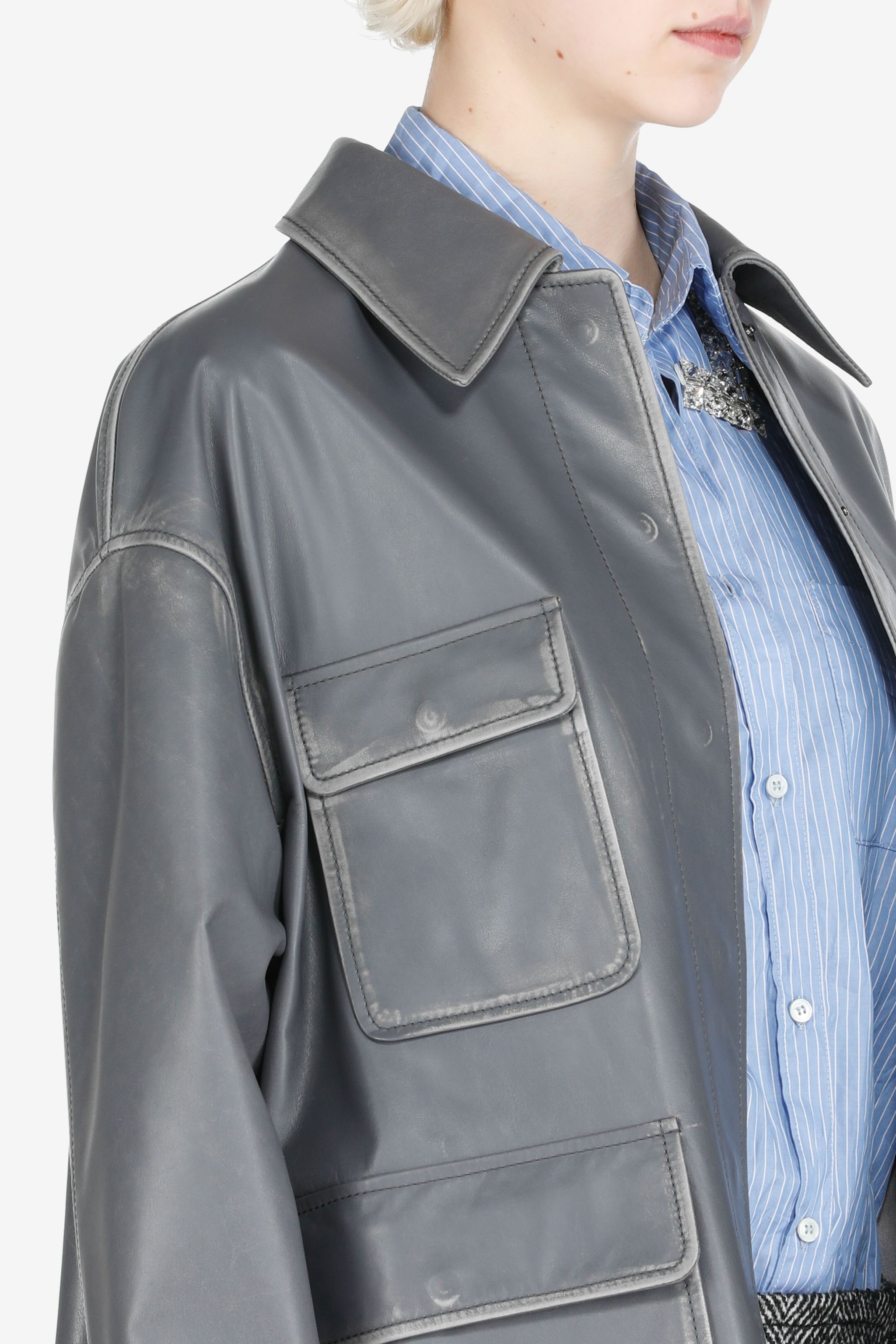 OVERSIZED LEATHER JACKET - 5