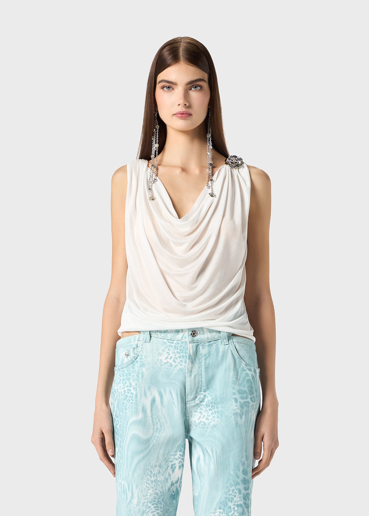 JERSEY TOP WITH METAL ROSE DECORATION - 3