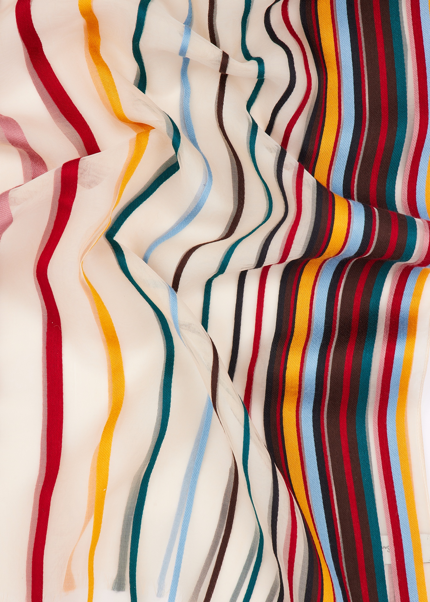 Women's Ivory 'Signature Stripe' Sheer Scarf - 4