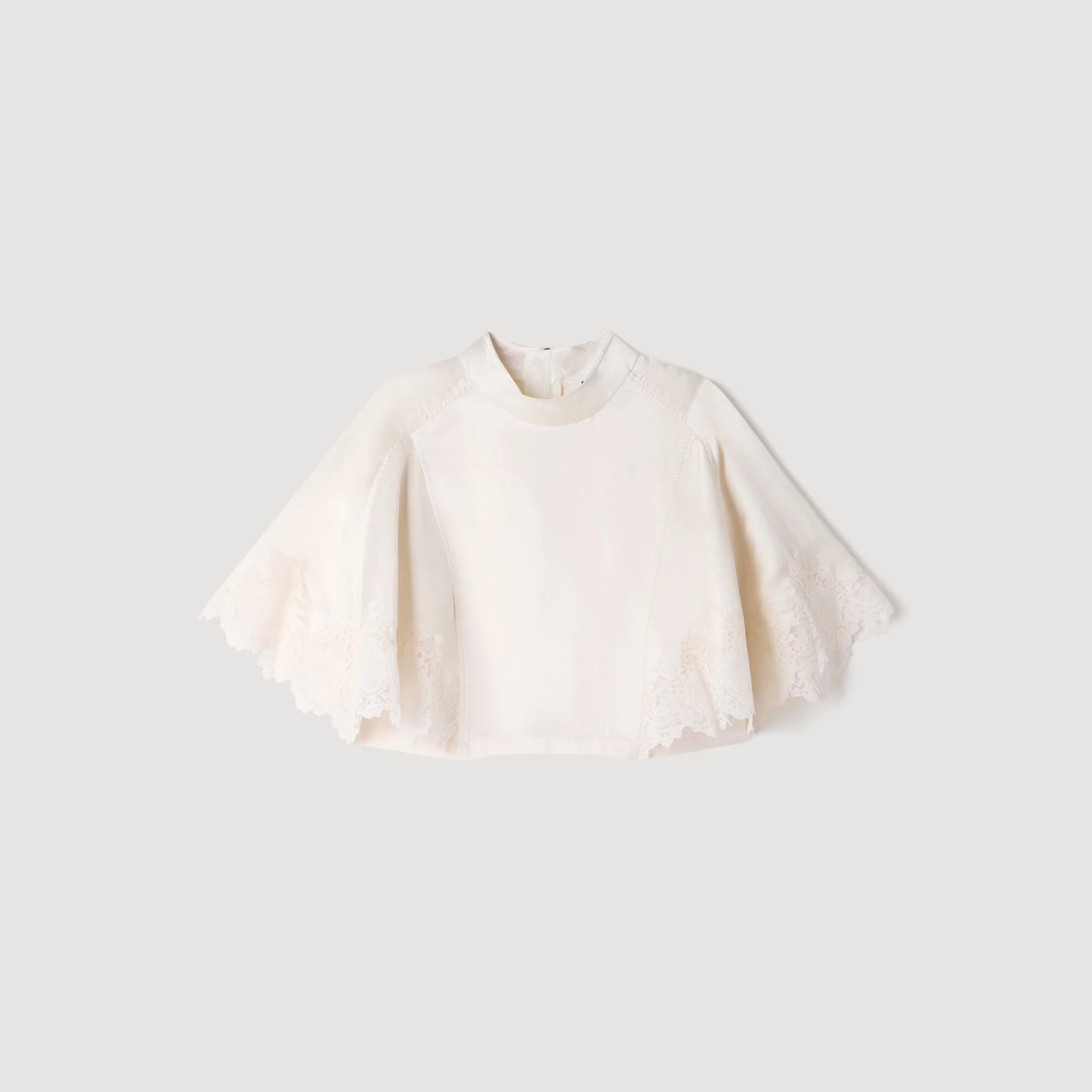 SATIN CAPE-EFFECT CROP TOP - 1