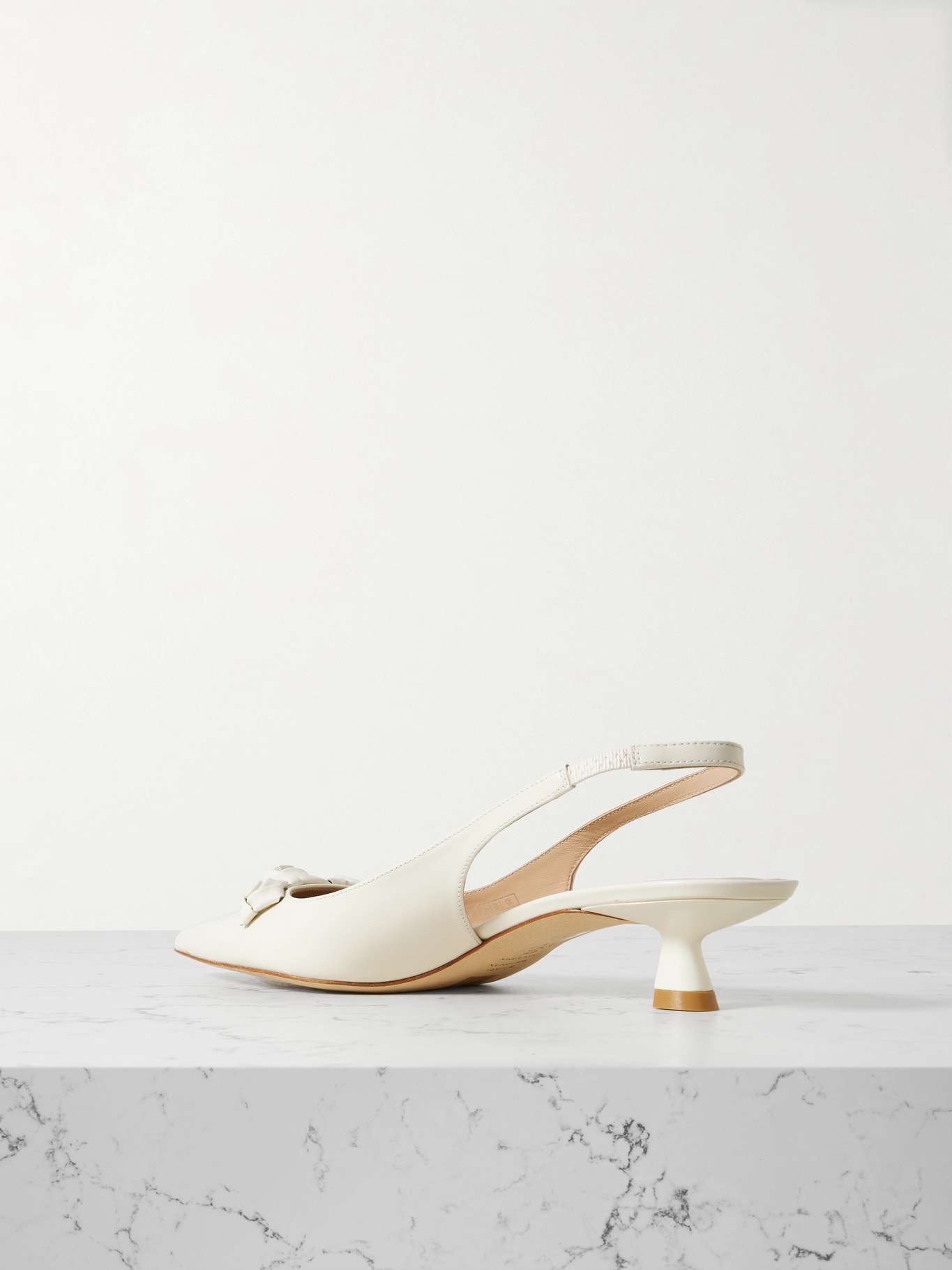 Rosie appliquéd leather point-toe slingback pumps Cream - 3