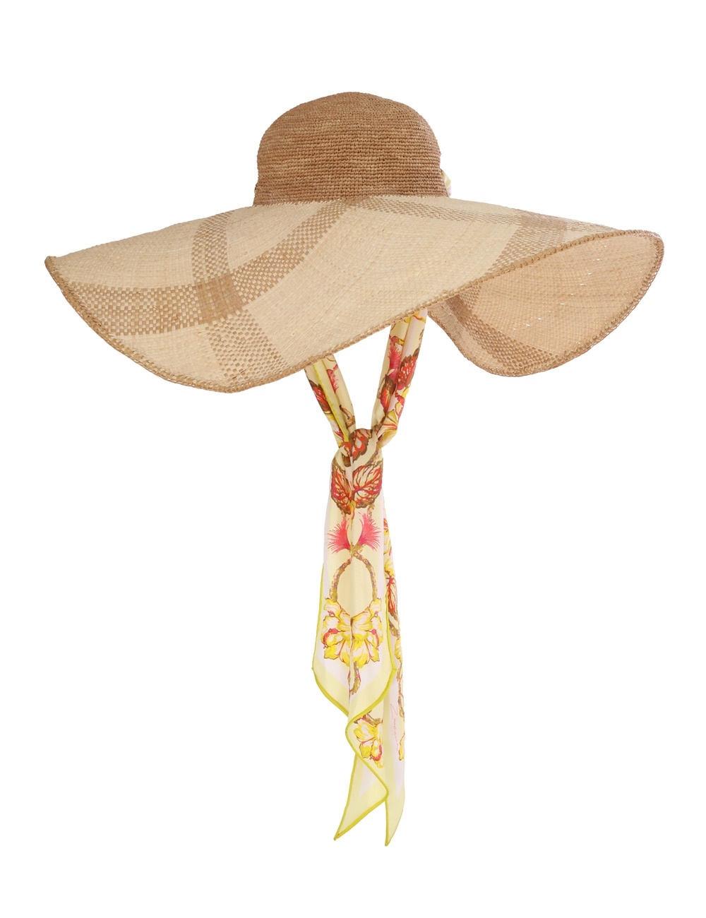 STRAW & PRINTED SILK SUNHAT - 3