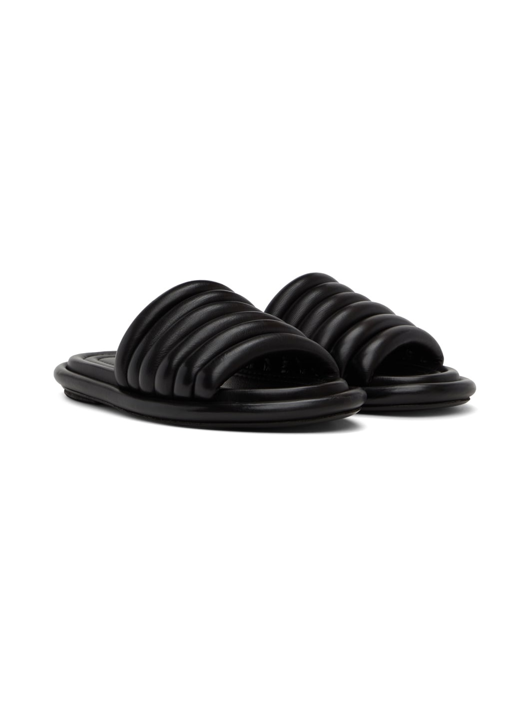 Black Spalmata Flat Sandals - 4