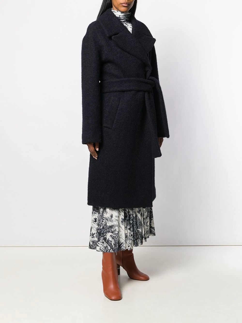 boucle belted coat - 3