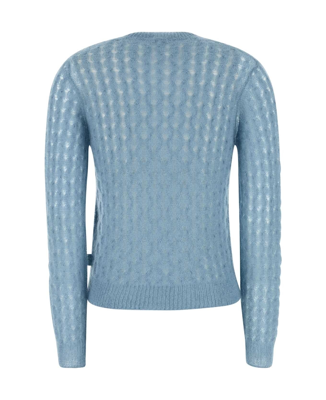 Pastel Light Blue Mohair Blend Sweater - 2