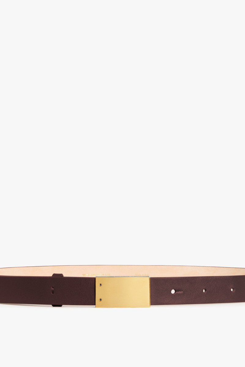 Victoria Beckham Thin Belt With Plaque Buckle in Burgundy outlook
