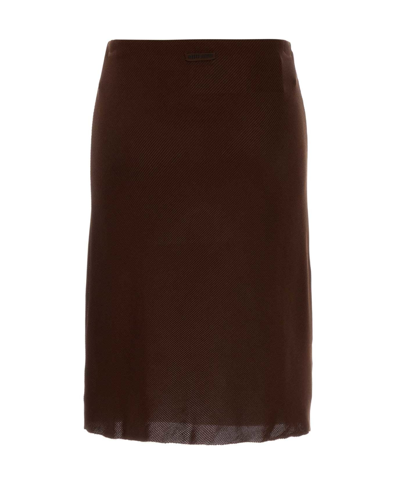 Brown Silk Skirt - 2