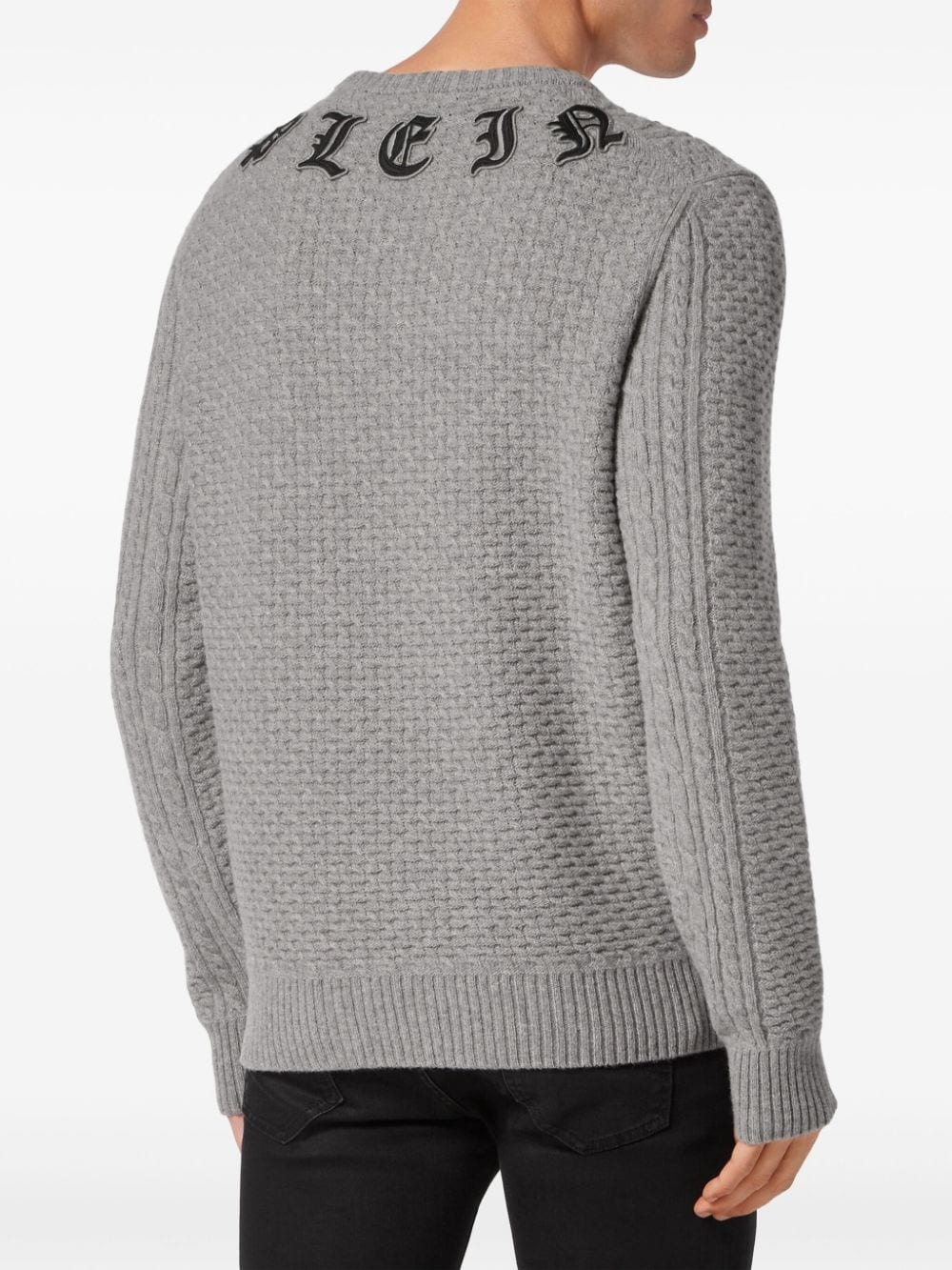 logo-appliquÃ© cable-knit jumper - 3