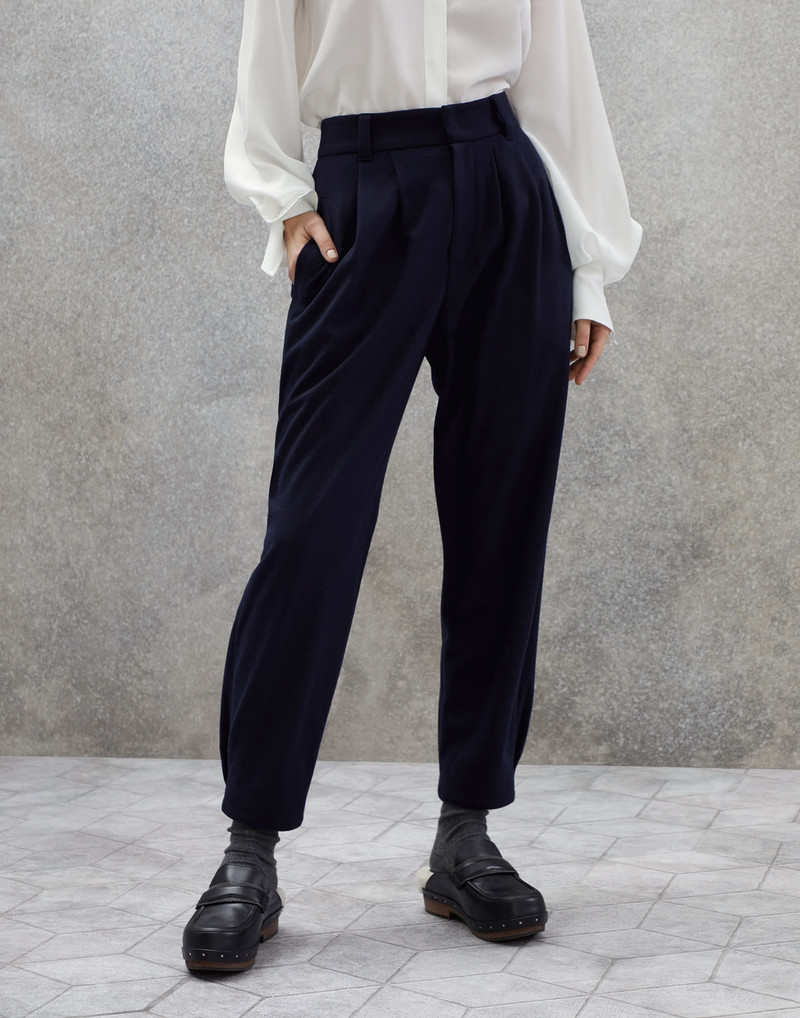 Cashmere jersey tailored trousers - 1