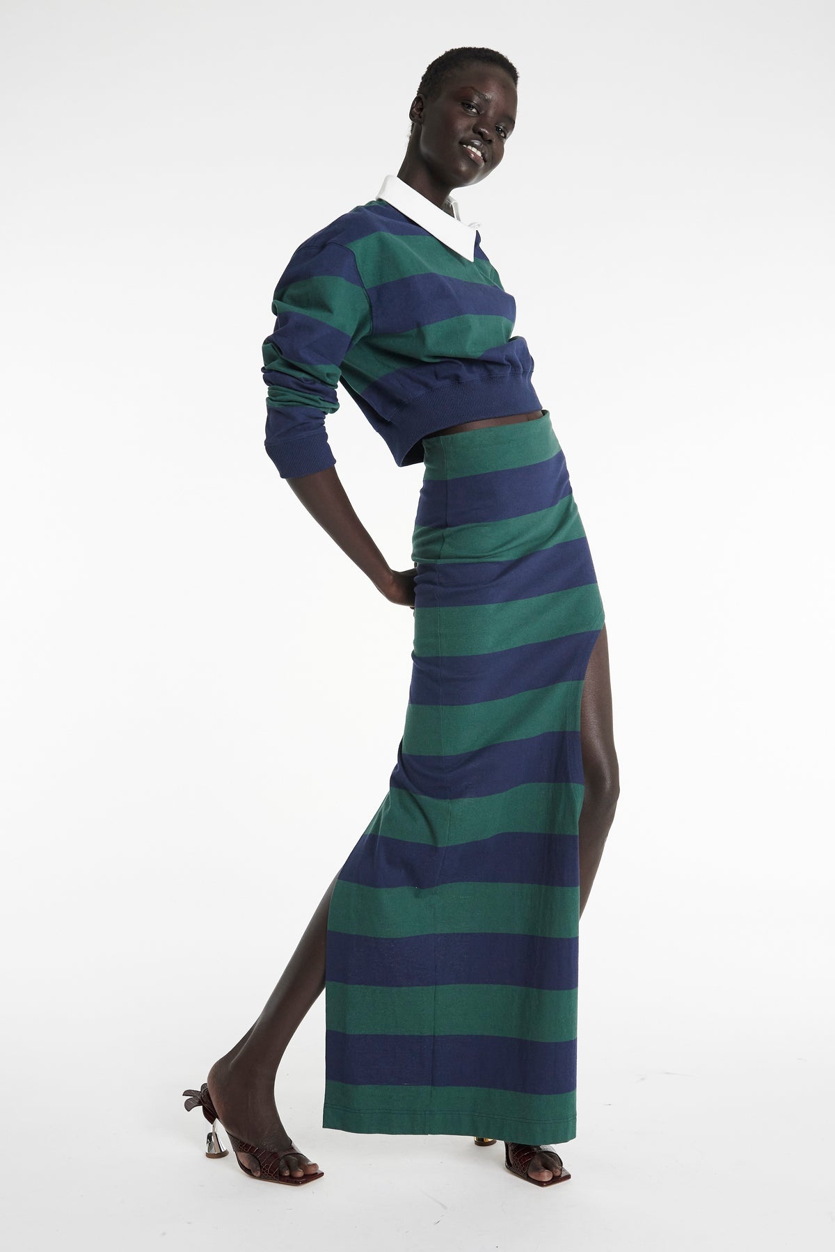 TWISTED COLLAR RUGBY JERSEY EMERALD GREEN NAVY - 5