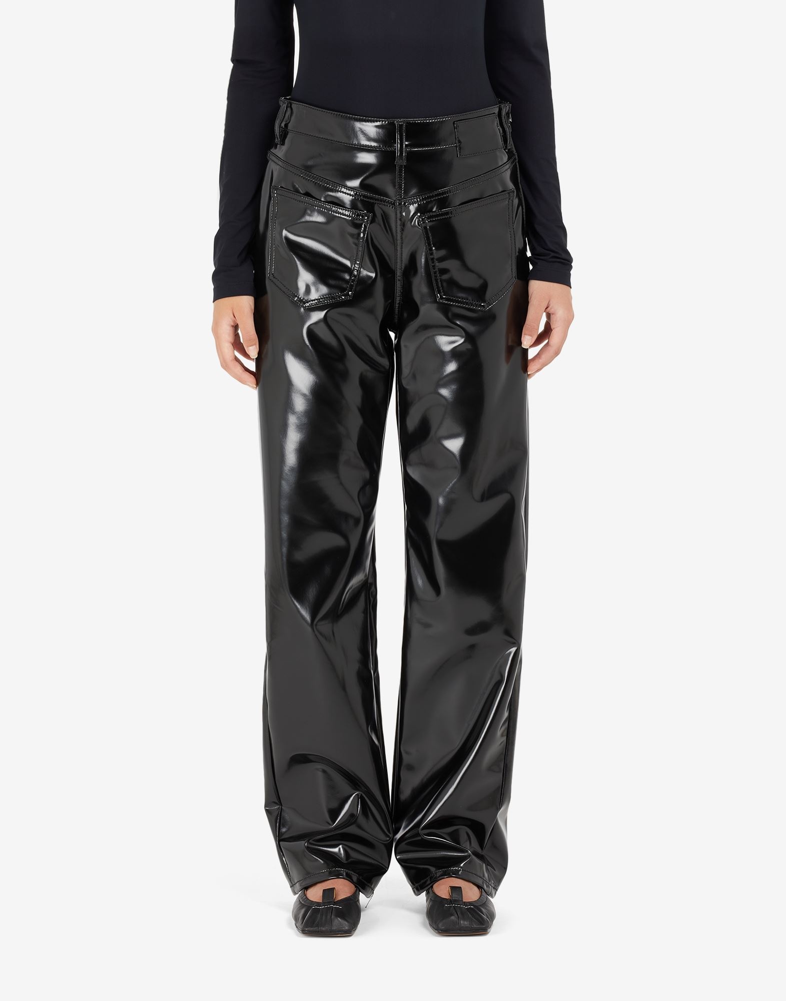 Back-to-back faux leather trousers - 5