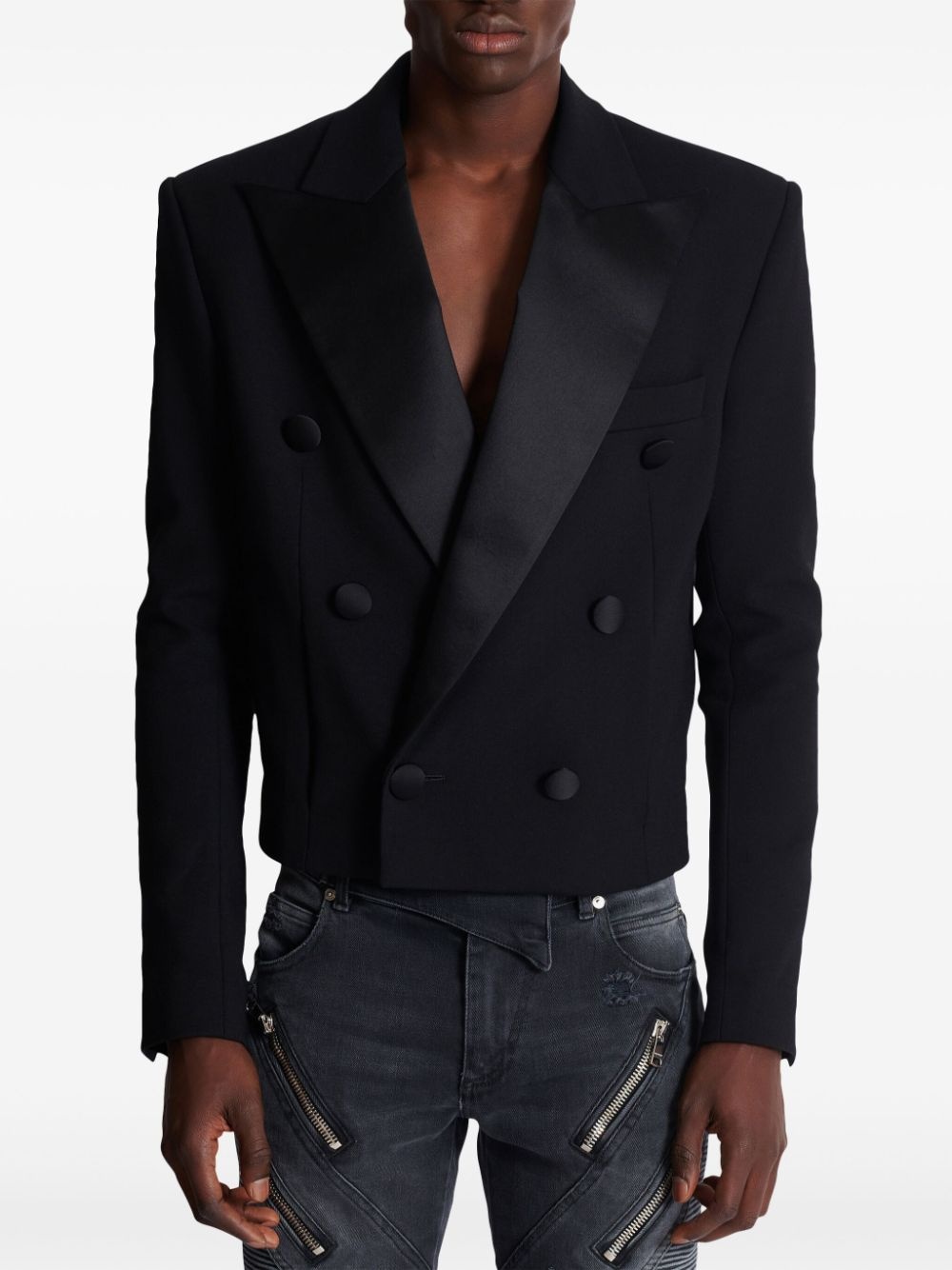 satin-lapel crepe blazer - 5