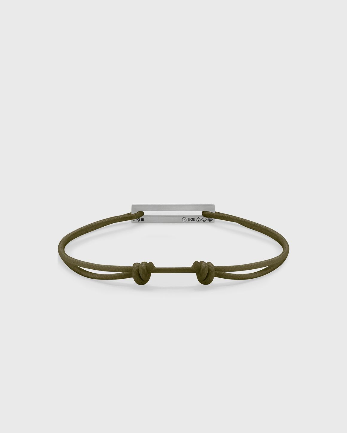 1.7g-polished sterling silver-khaki cord-bracelet - 2