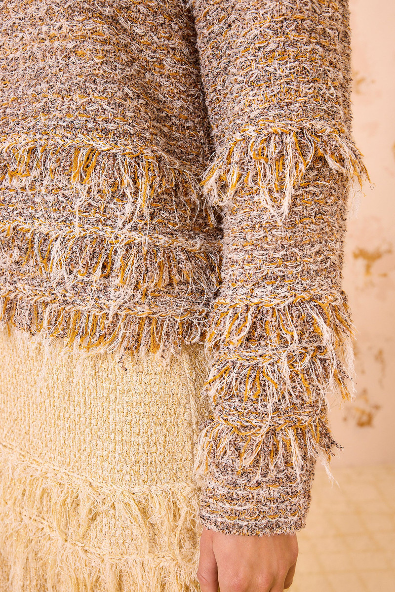 ULLA JOHNSON Jael Knit Tweed Long Sleeve Pullover outlook