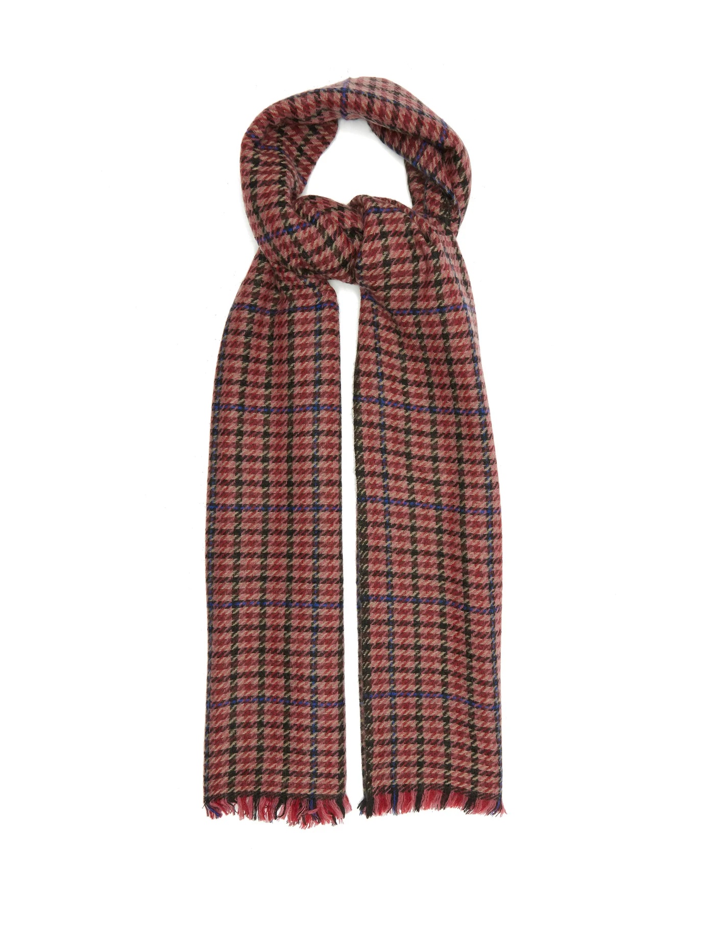 Dash shepherd-check wool-blend twill scarf - 1