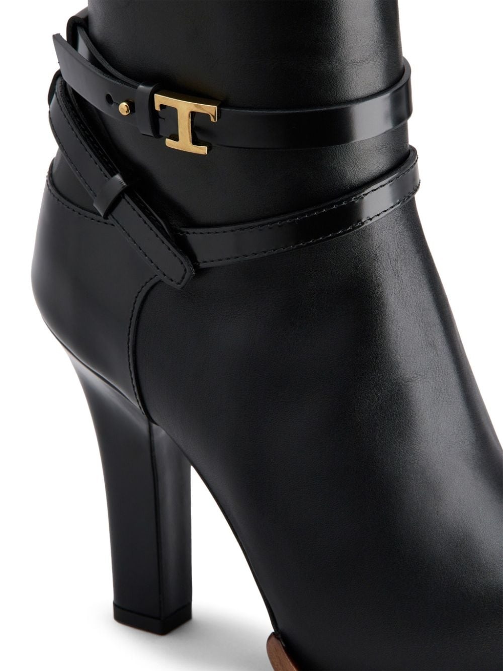 logo-plaque leather boots - 5