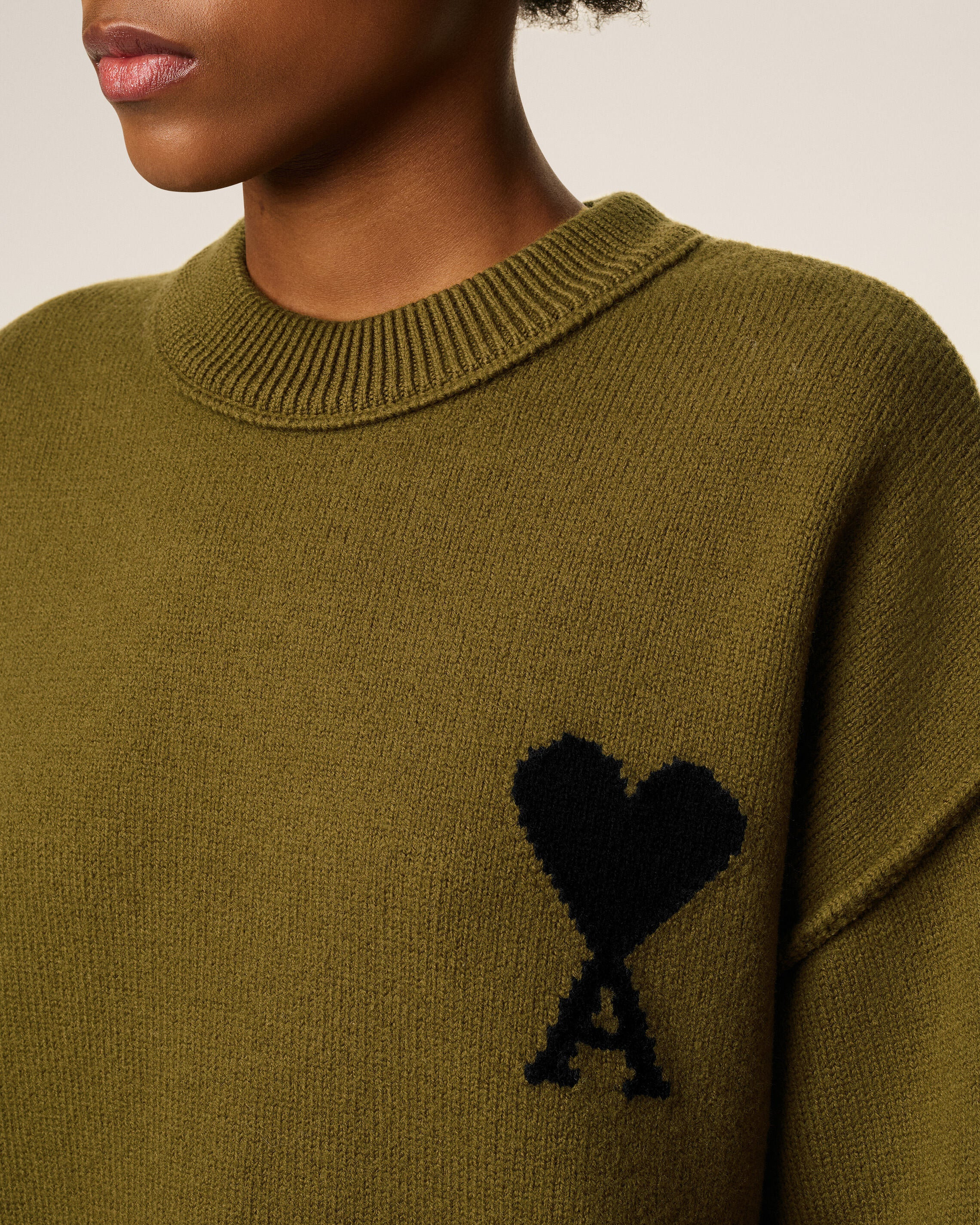 GREEN WOOL AMI DE COEUR CREWNECK SWEATER - 4