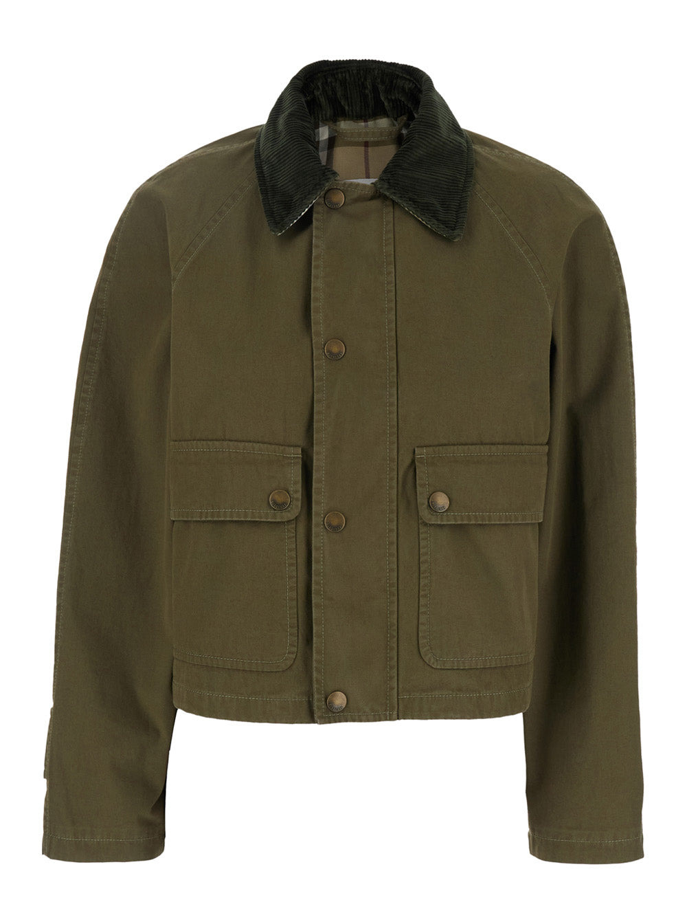 Burberry Women Green Cropped Jacket With Corduroy Collar In Cotton Woman - 1