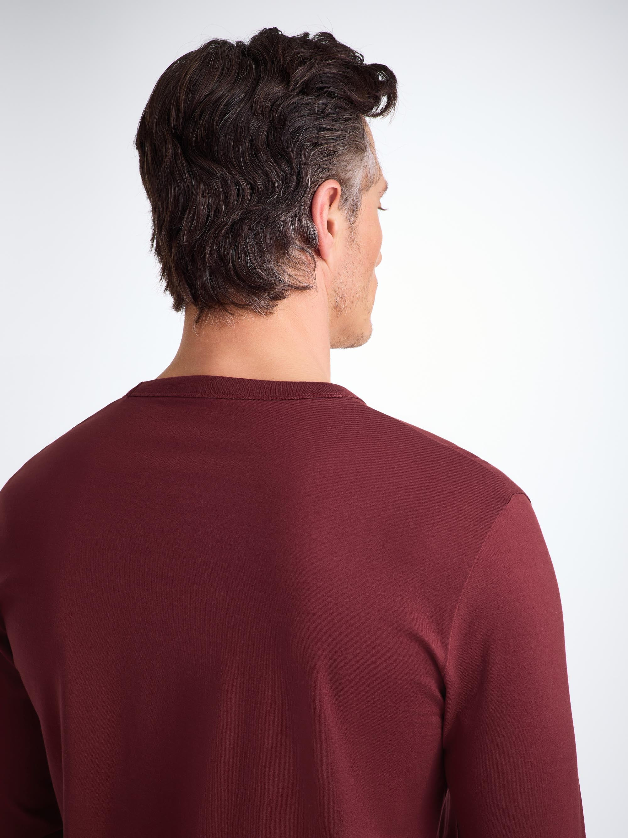 Men's Long Sleeve T-Shirt Barny Pima Cotton Burgundy - 6