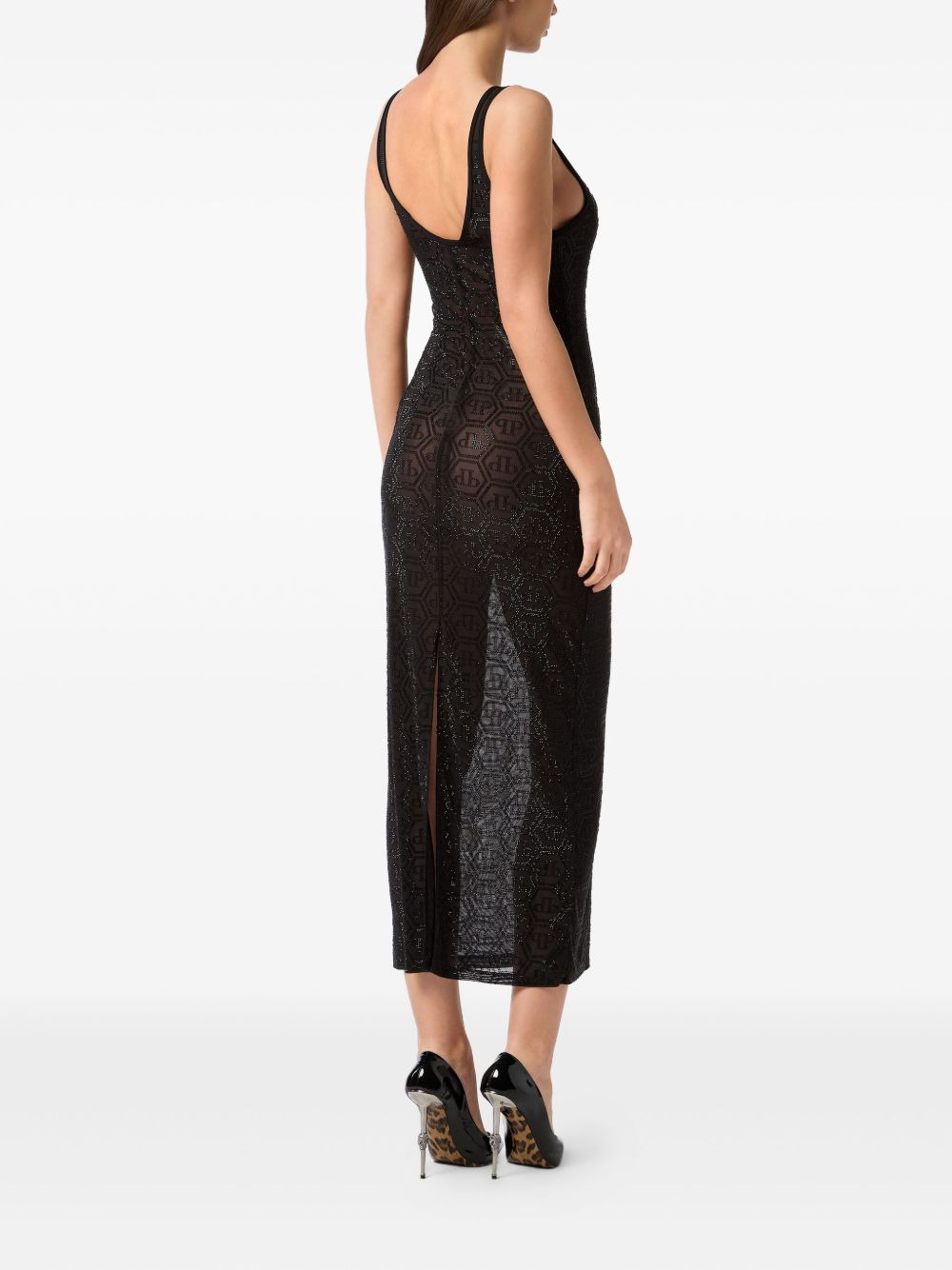 Tulle Monogram Strass midi dress - 3