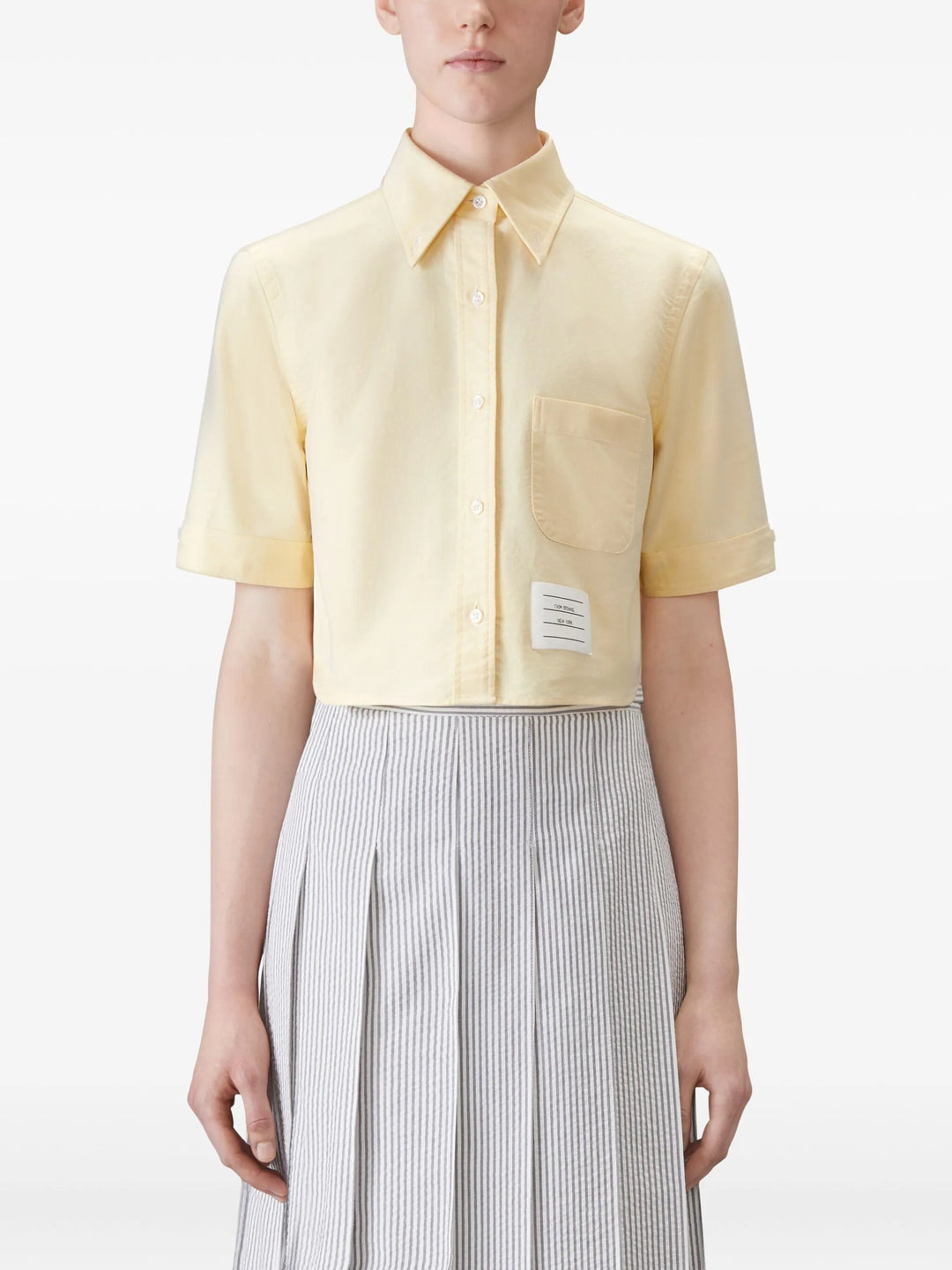 Oxford Cropped Short Sleeve Shirt Women - 3