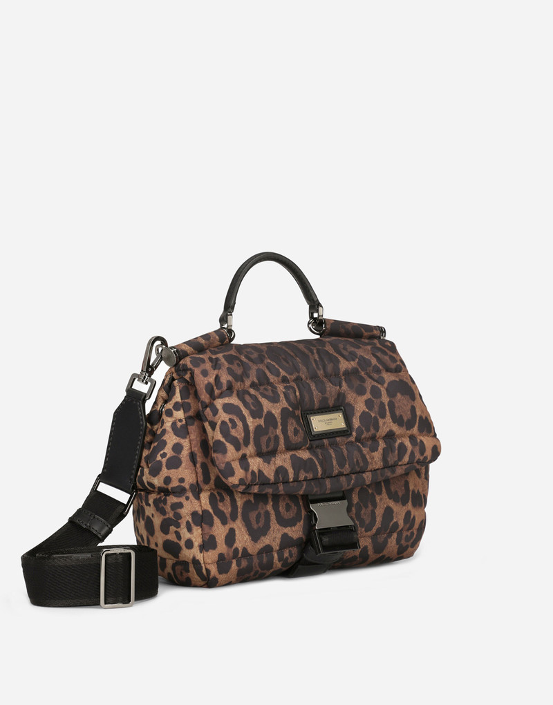 Dolce & Gabbana Leopard-print Sicily crossbody bag in quilted nylon outlook