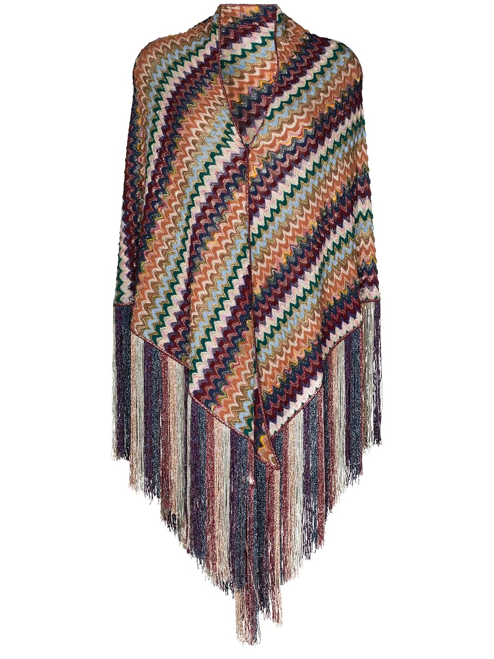 fringed crochet-knit scarf - 1