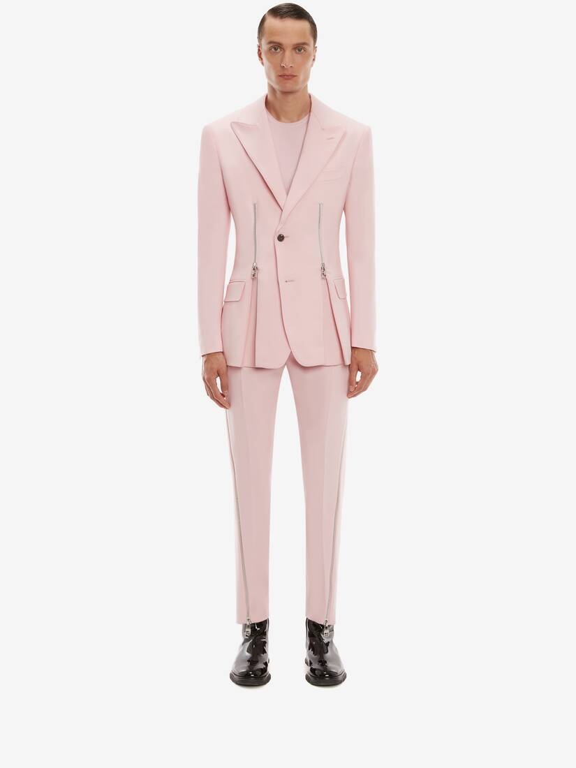 Zip Detail Peplum Jacket in Ice Pink - 2
