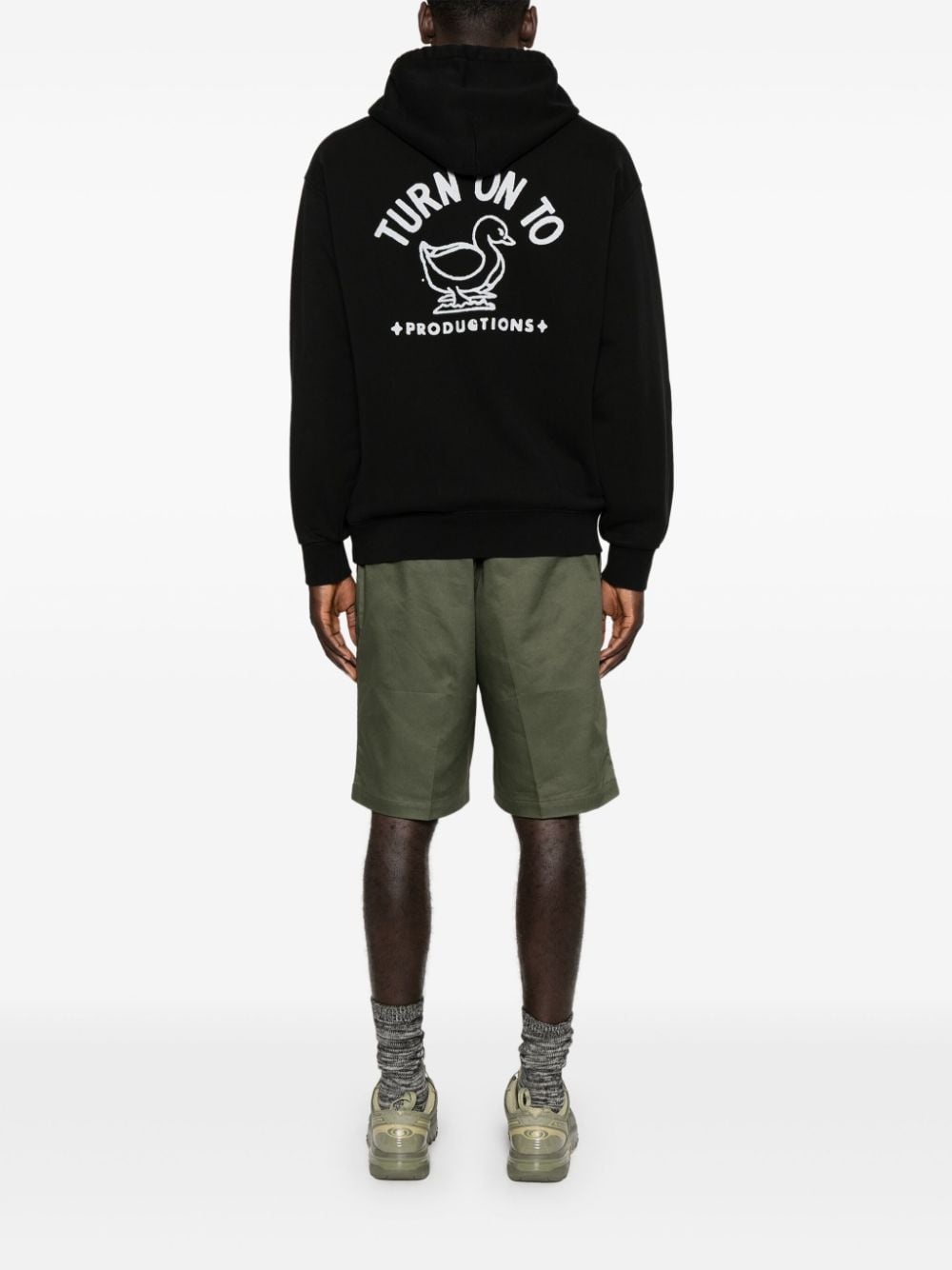 logo-print cotton hoodie - 2