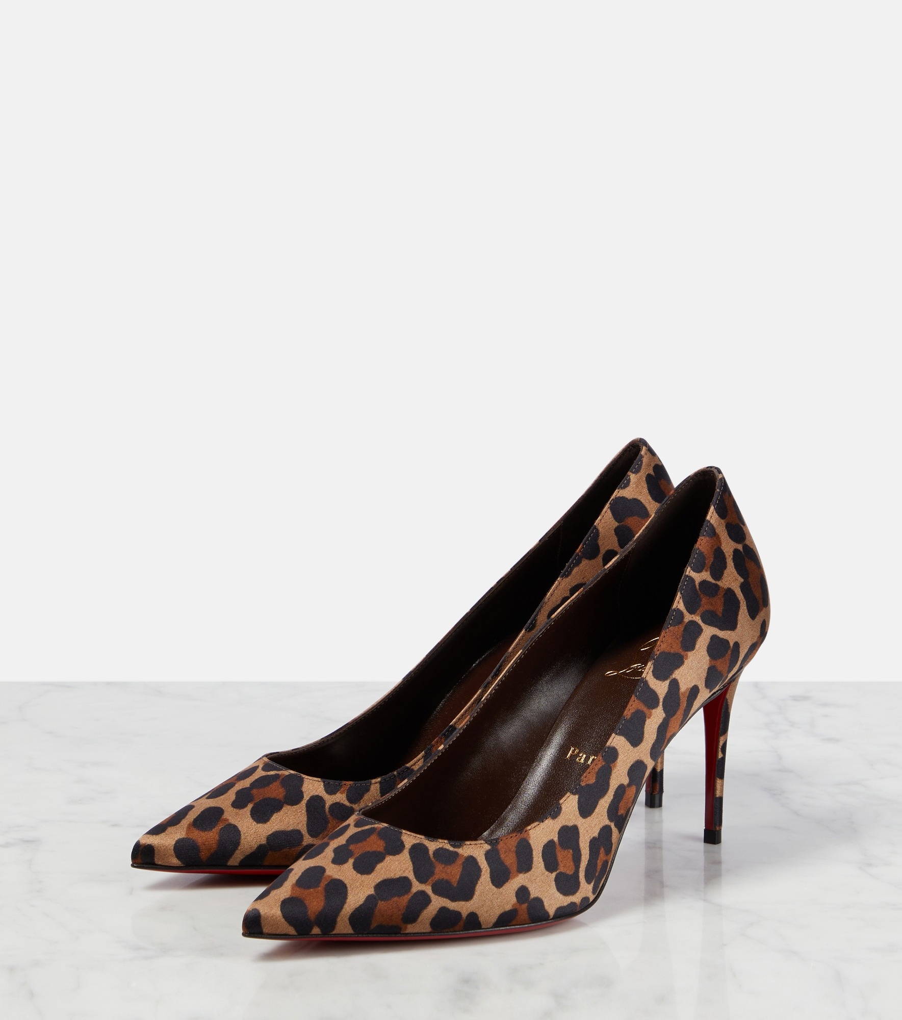 Kate 85 leopard-print satin pumps - 5