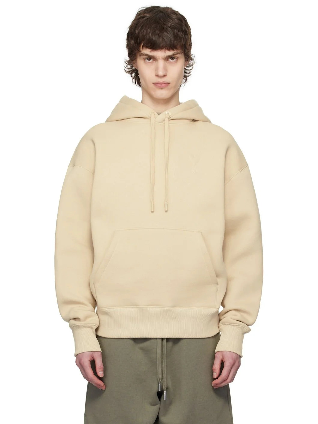 Beige Cotton Ami de Coeur Hoodie - 1