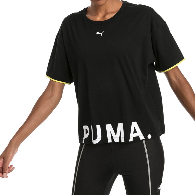 (WMNS) PUMA CHASE Printing Round-neck Black 579140-01 - 3