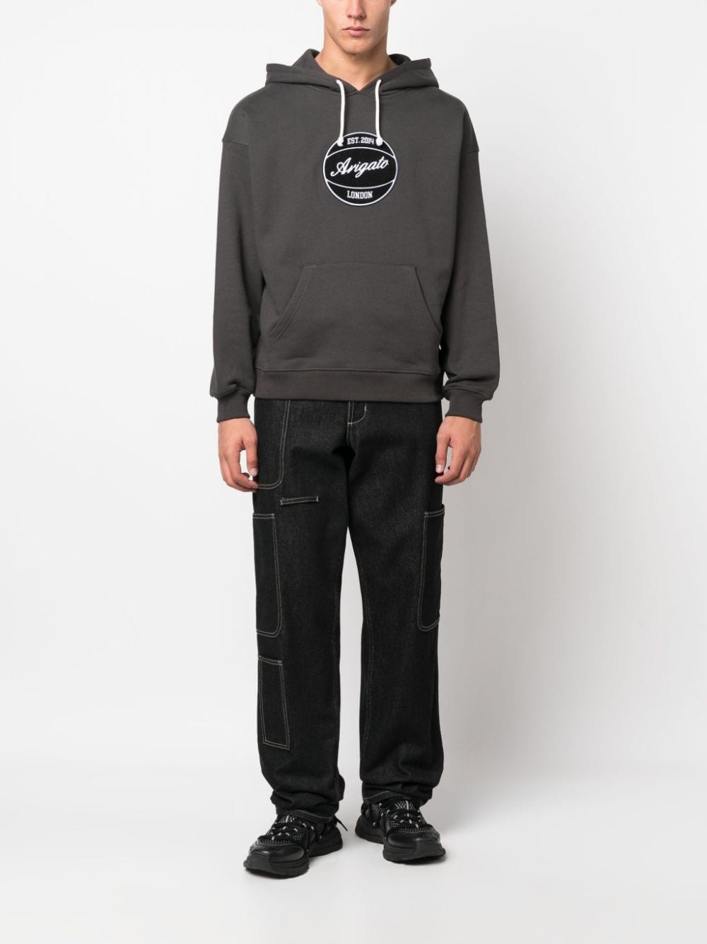 logo patch drawstring hoodie - 2