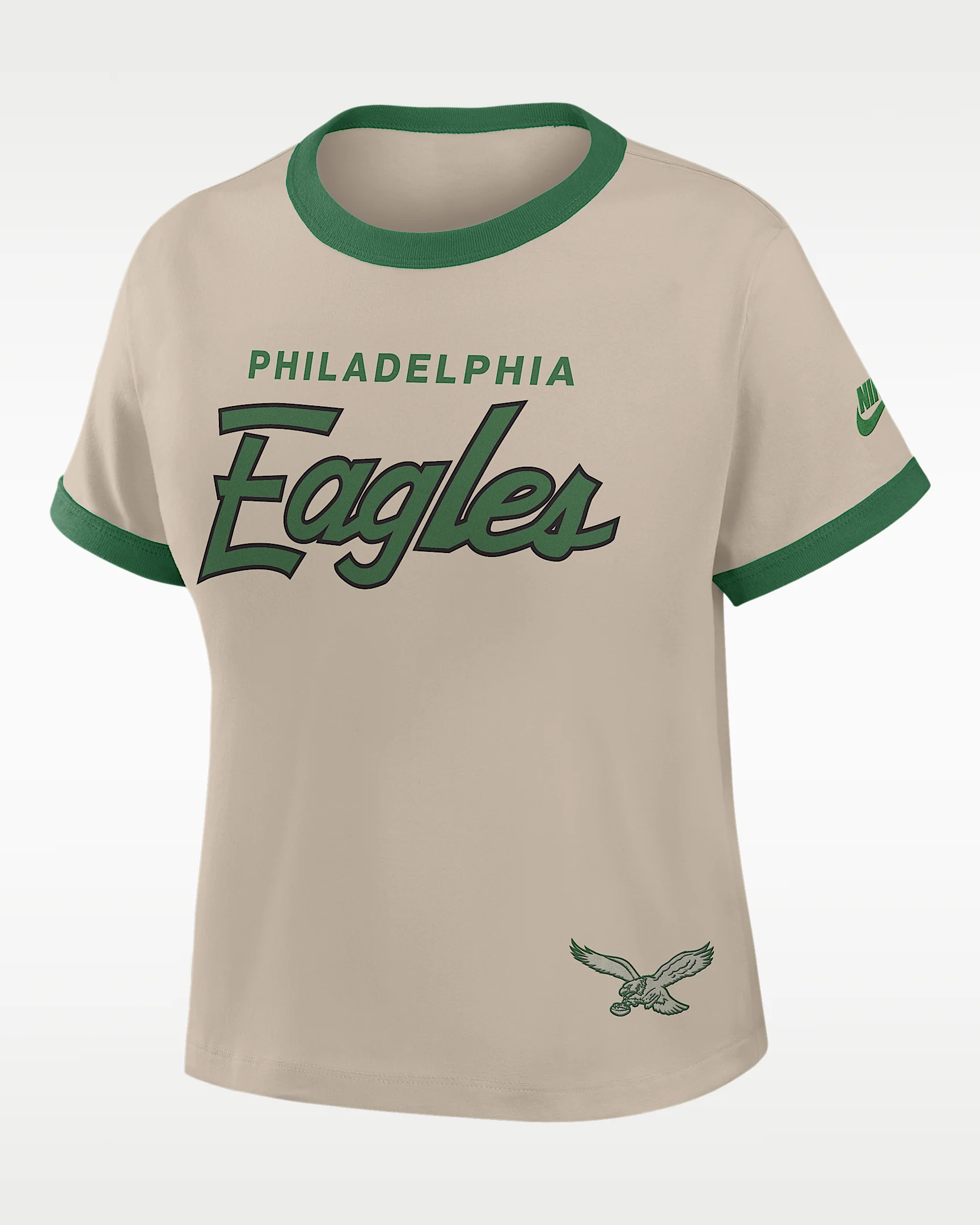 Philadelphia Eagles Rewind Ringer Mod Women's Nike NFL Cropped T-Shirt - 1